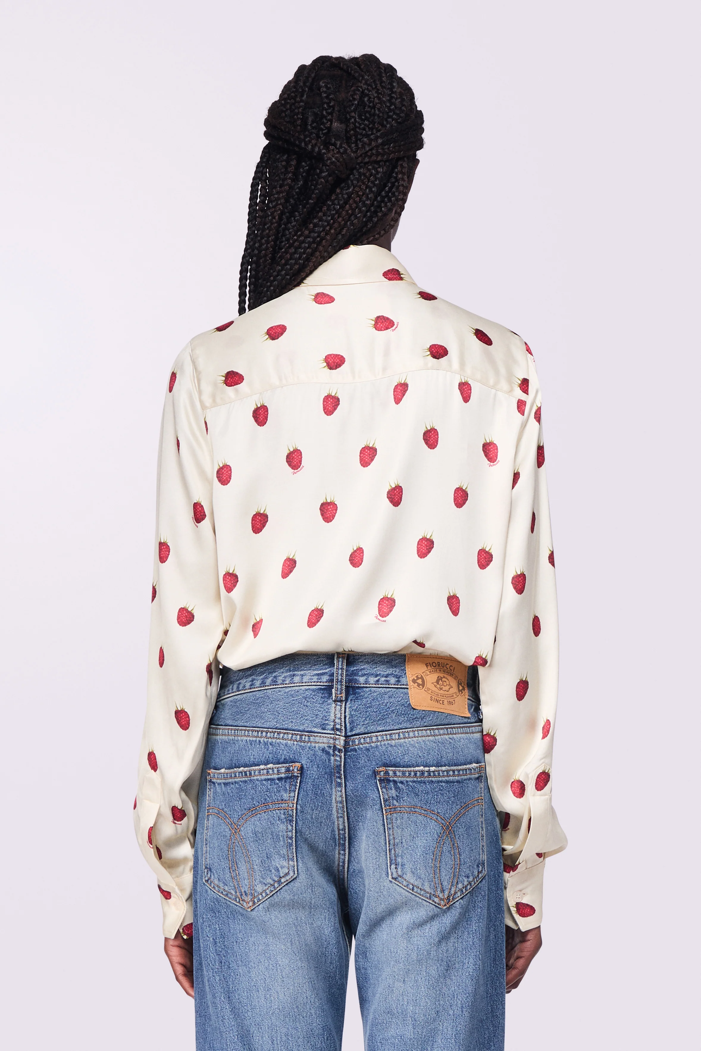 Raspberry Print Shirt Cream - Image 3