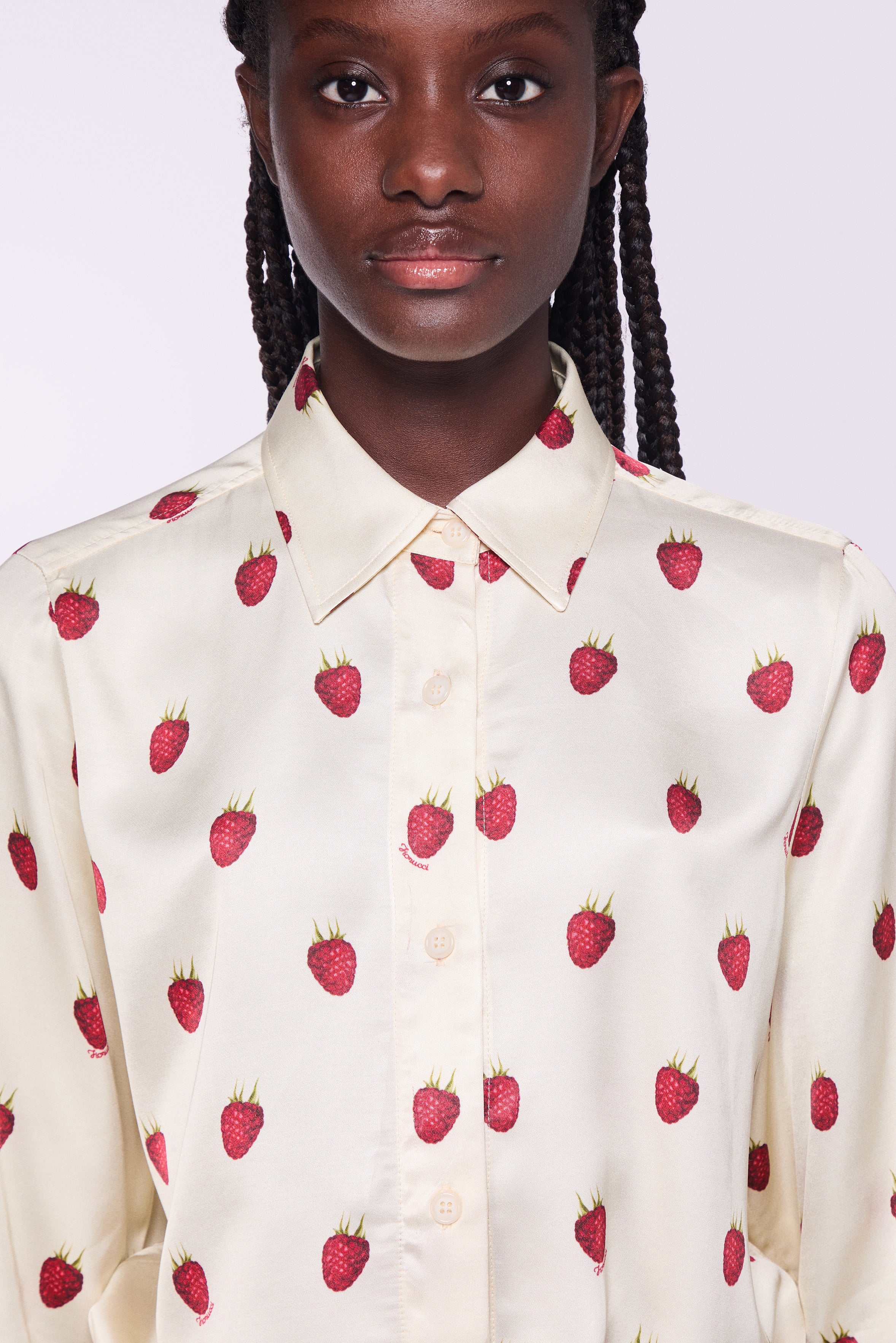 Raspberry Print Shirt Cream - Image 4