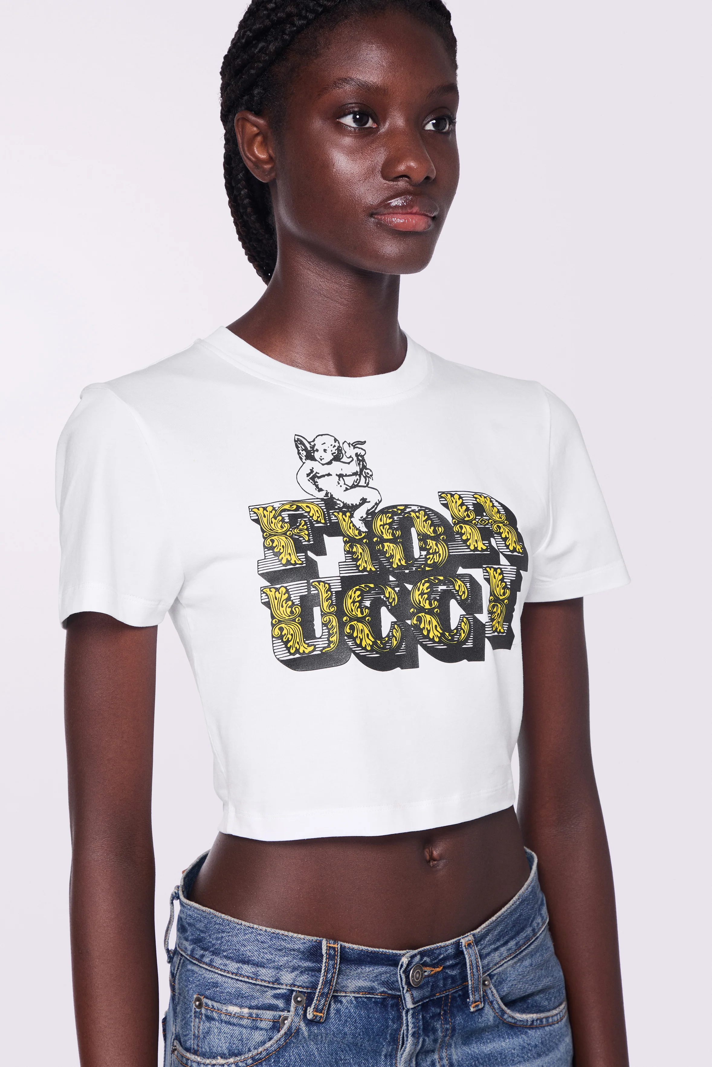 Rococo Logo Crop T-Shirt White - Image 4