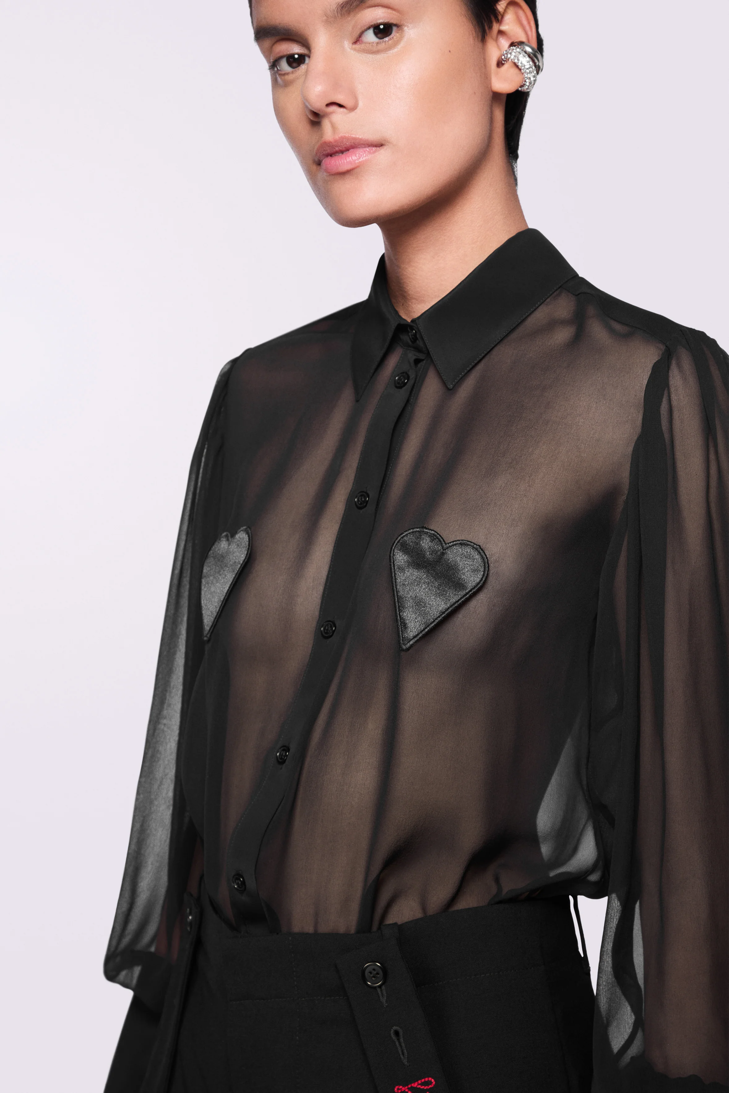 Tulle Heart Bodysuit Black - Image 4