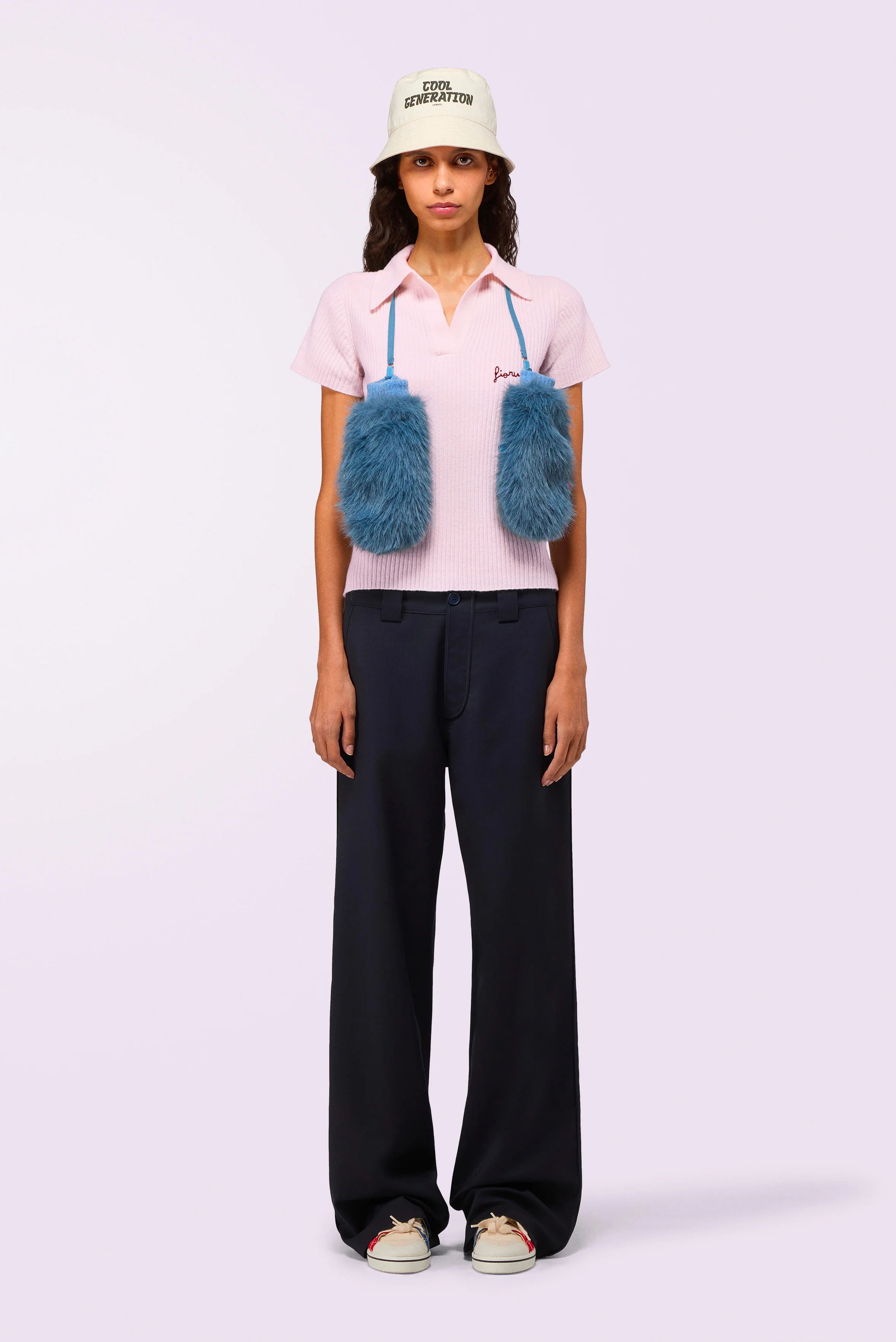 Embroidered Knit Polo Shirt Pink - Image 2