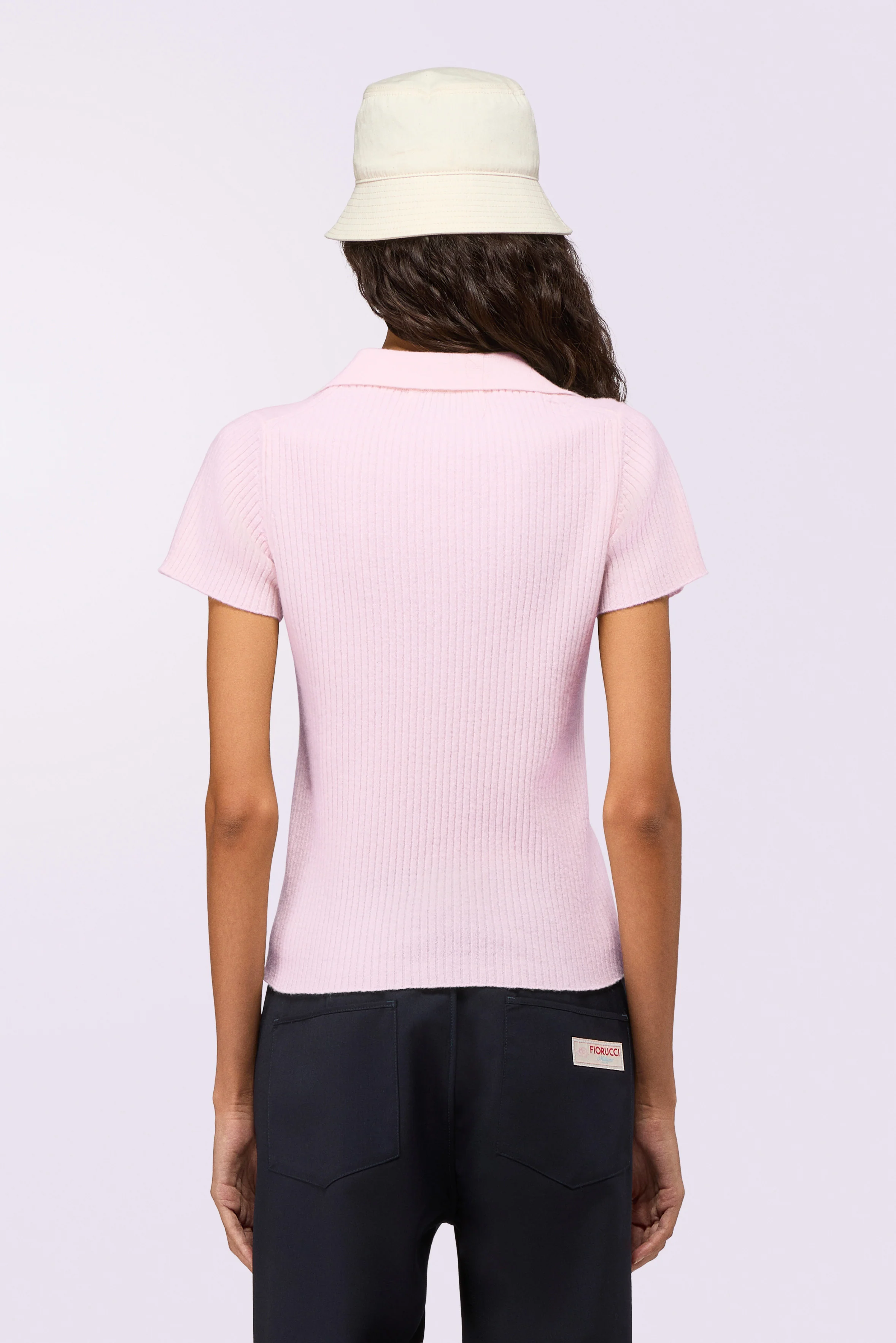 Embroidered Knit Polo Shirt Pink - Image 3