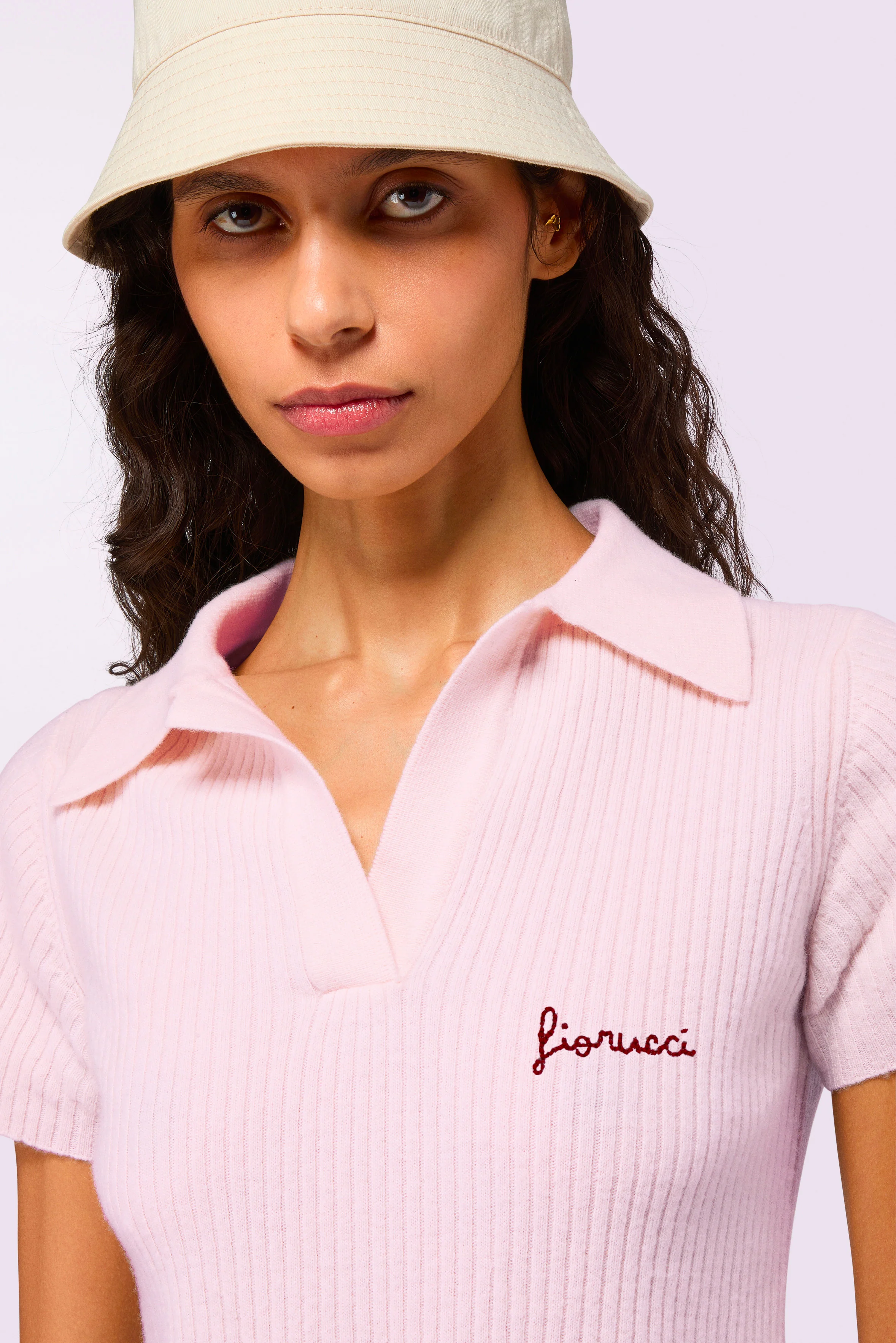 Embroidered Knit Polo Shirt Pink - Image 4