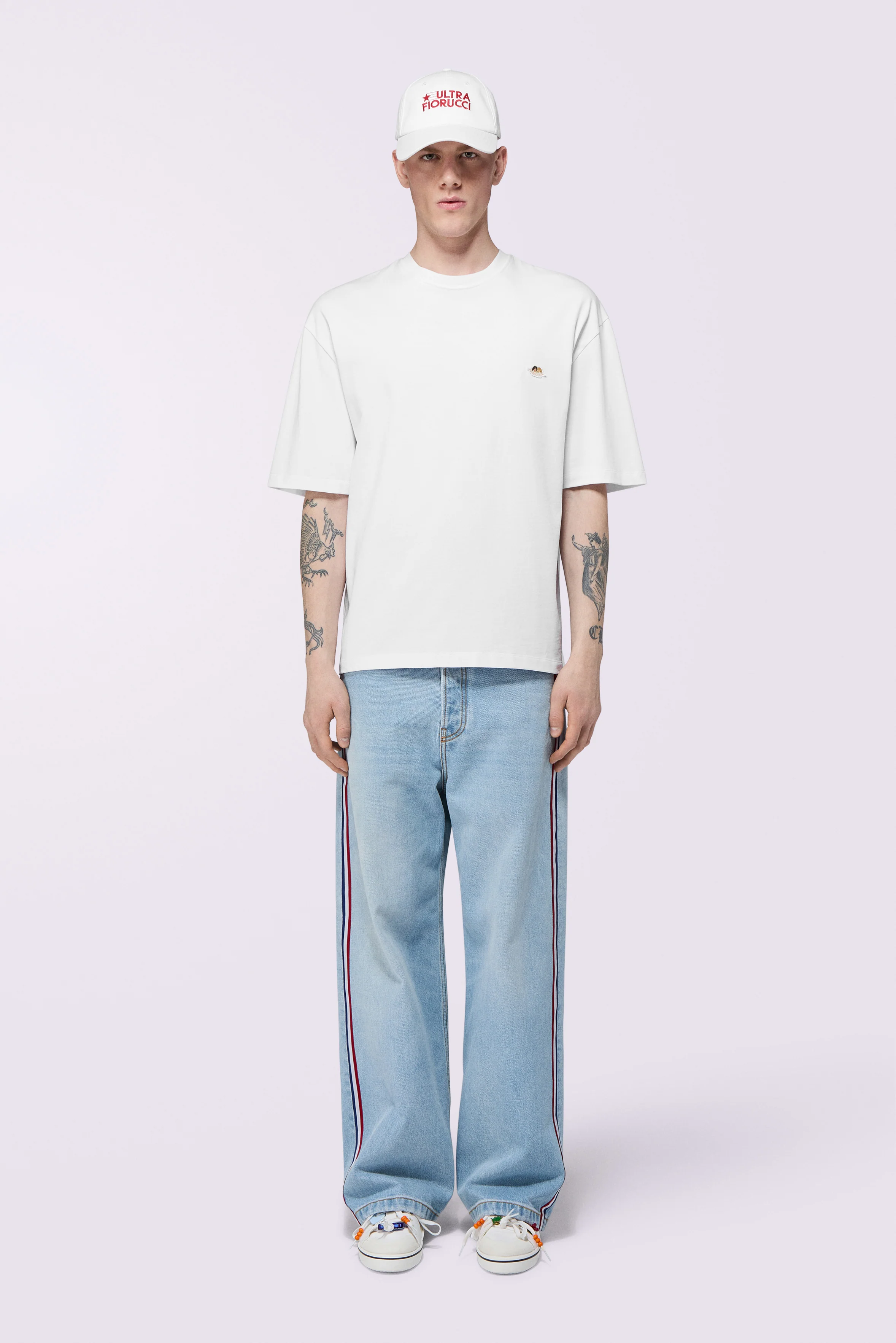 Tricolor Stripe Baggy Jeans Light Blue - Image 2
