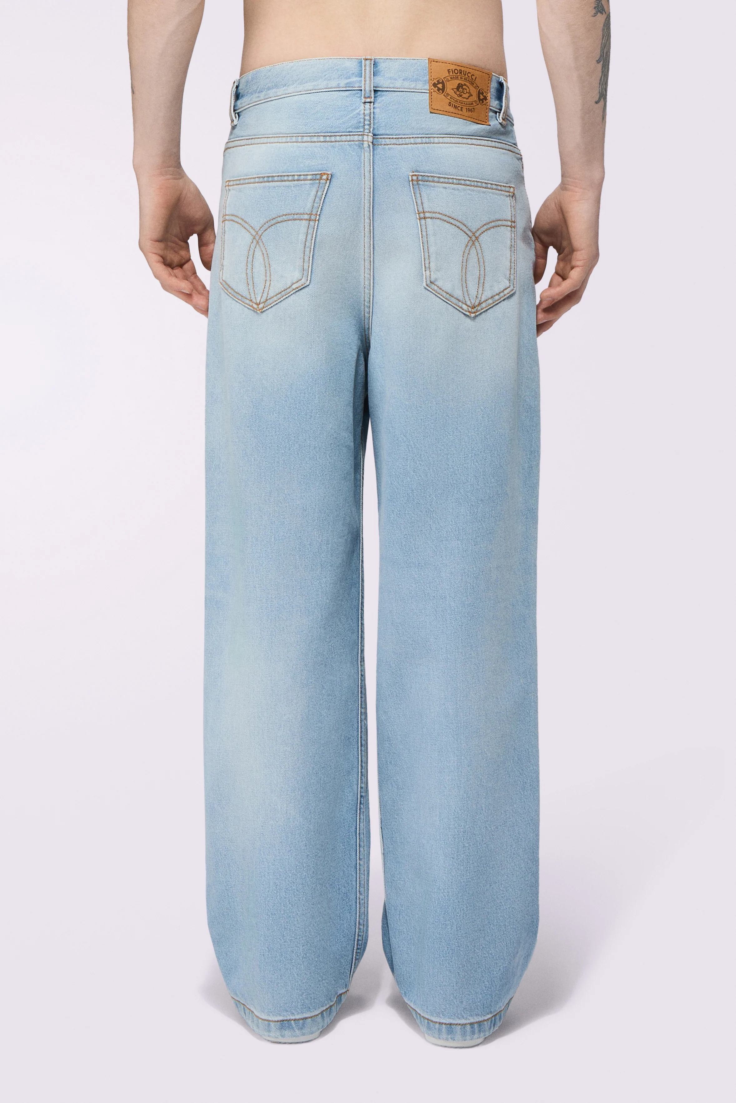 Tricolor Stripe Baggy Jeans Light Blue - Image 3
