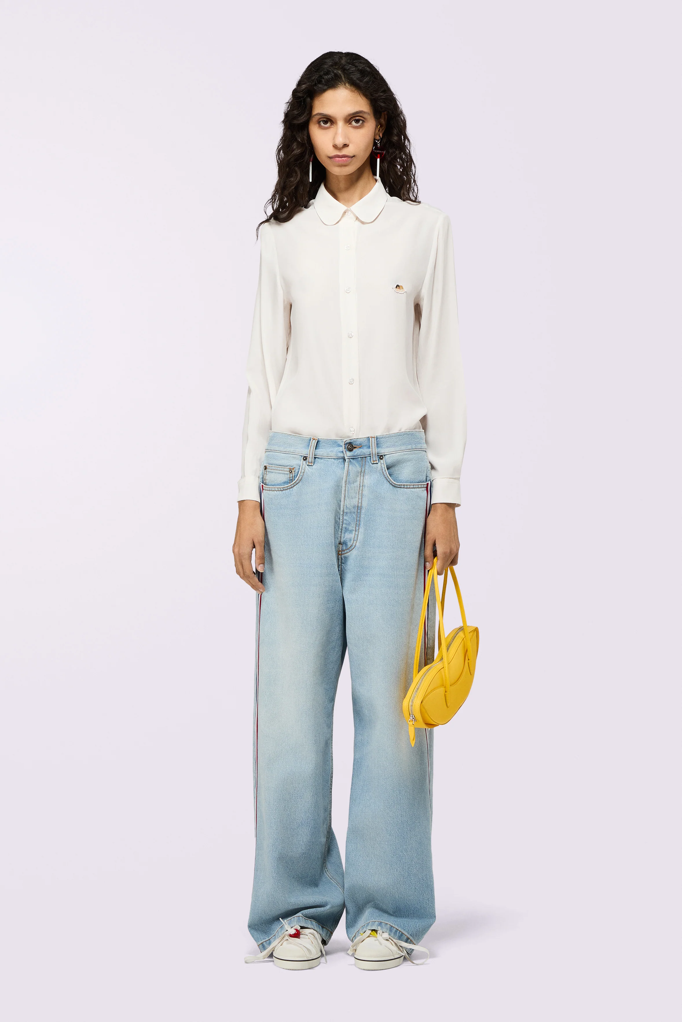 Tricolor Stripe Baggy Jeans Light Blue - Image 2