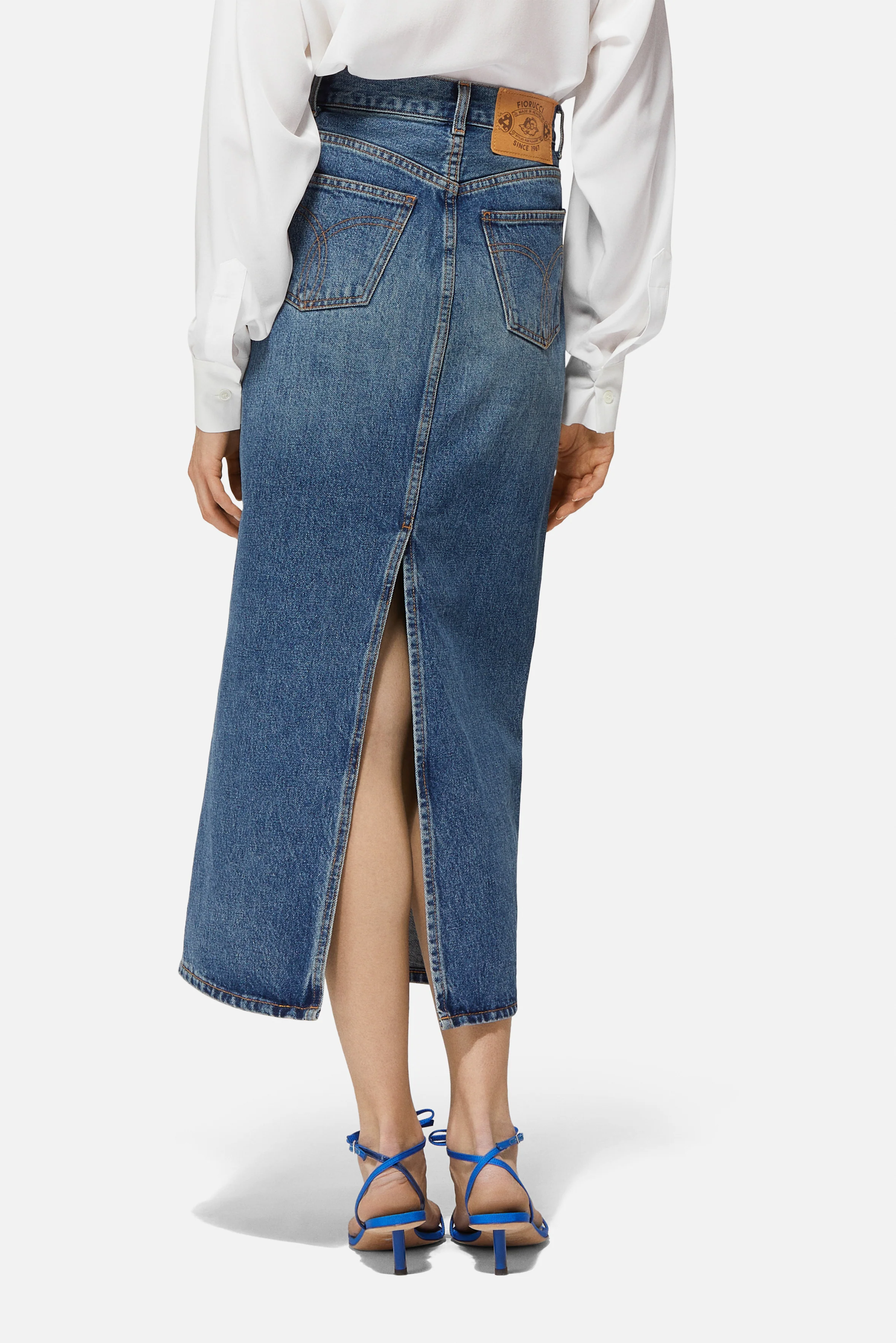 Denim Midi Skirt Mid Blue - Image 3