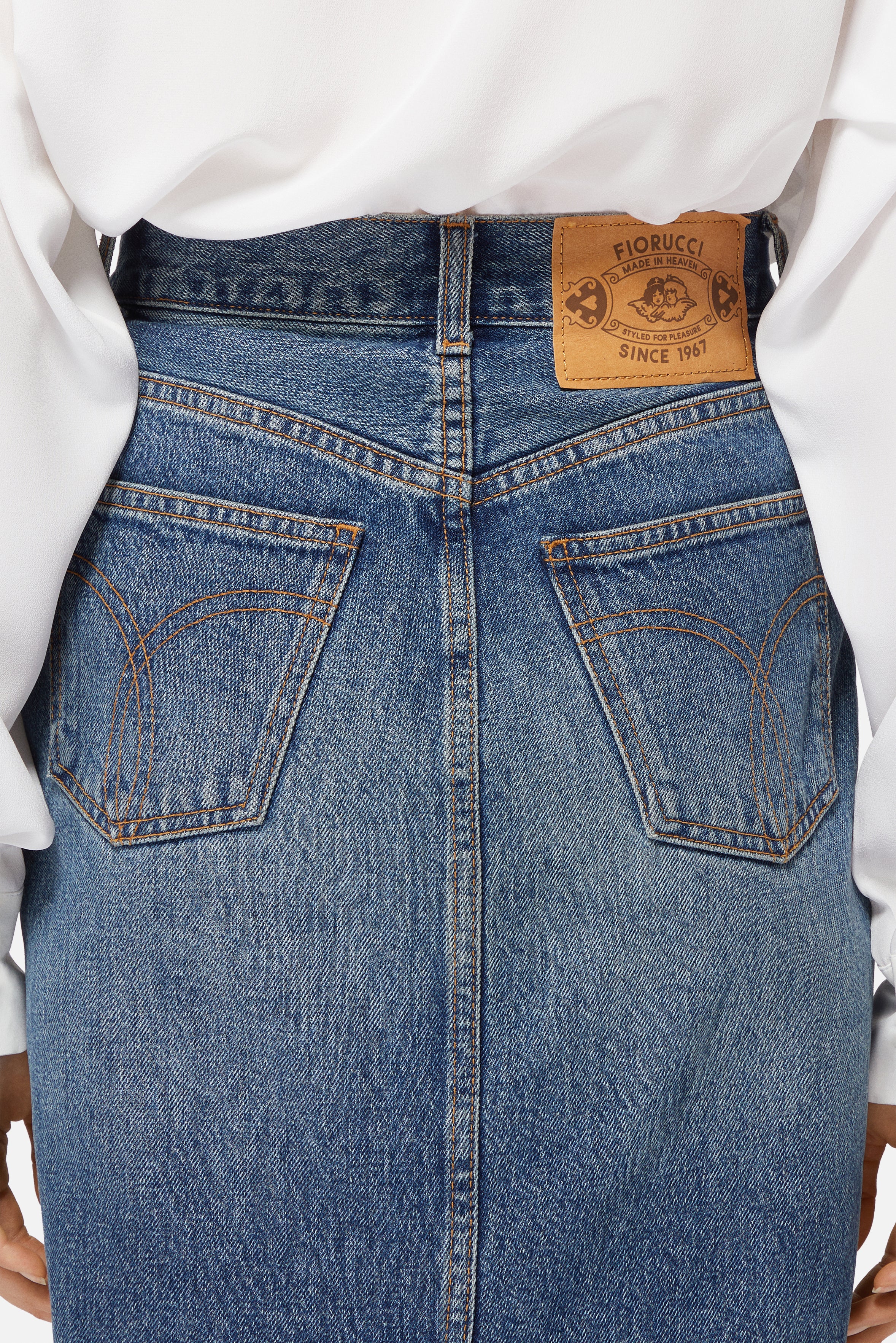 Denim Midi Skirt Mid Blue - Image 4