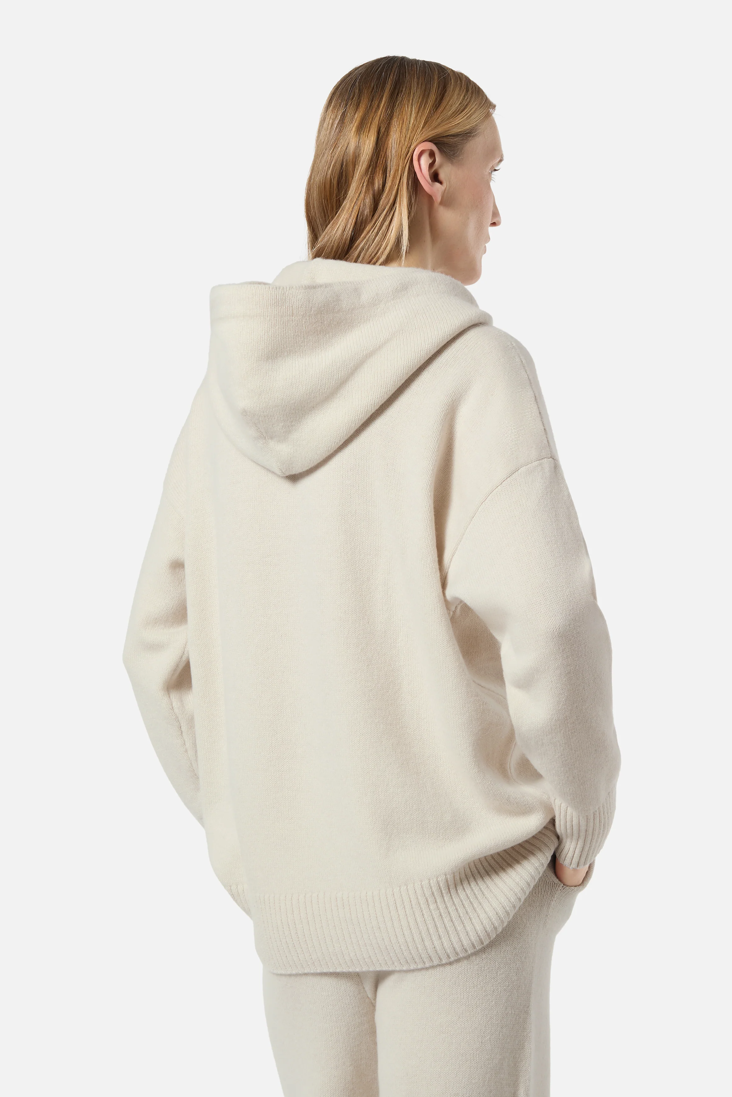Angels Patch Knit Hoodie Beige - Image 5