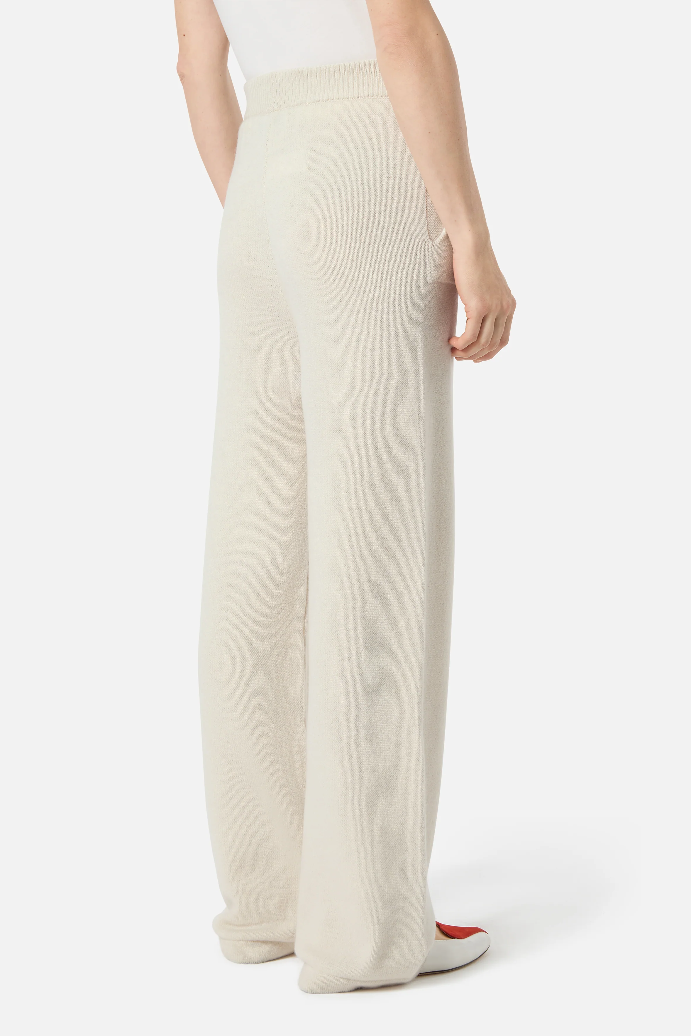 Angels Patch Knit Trousers Beige - Image 4