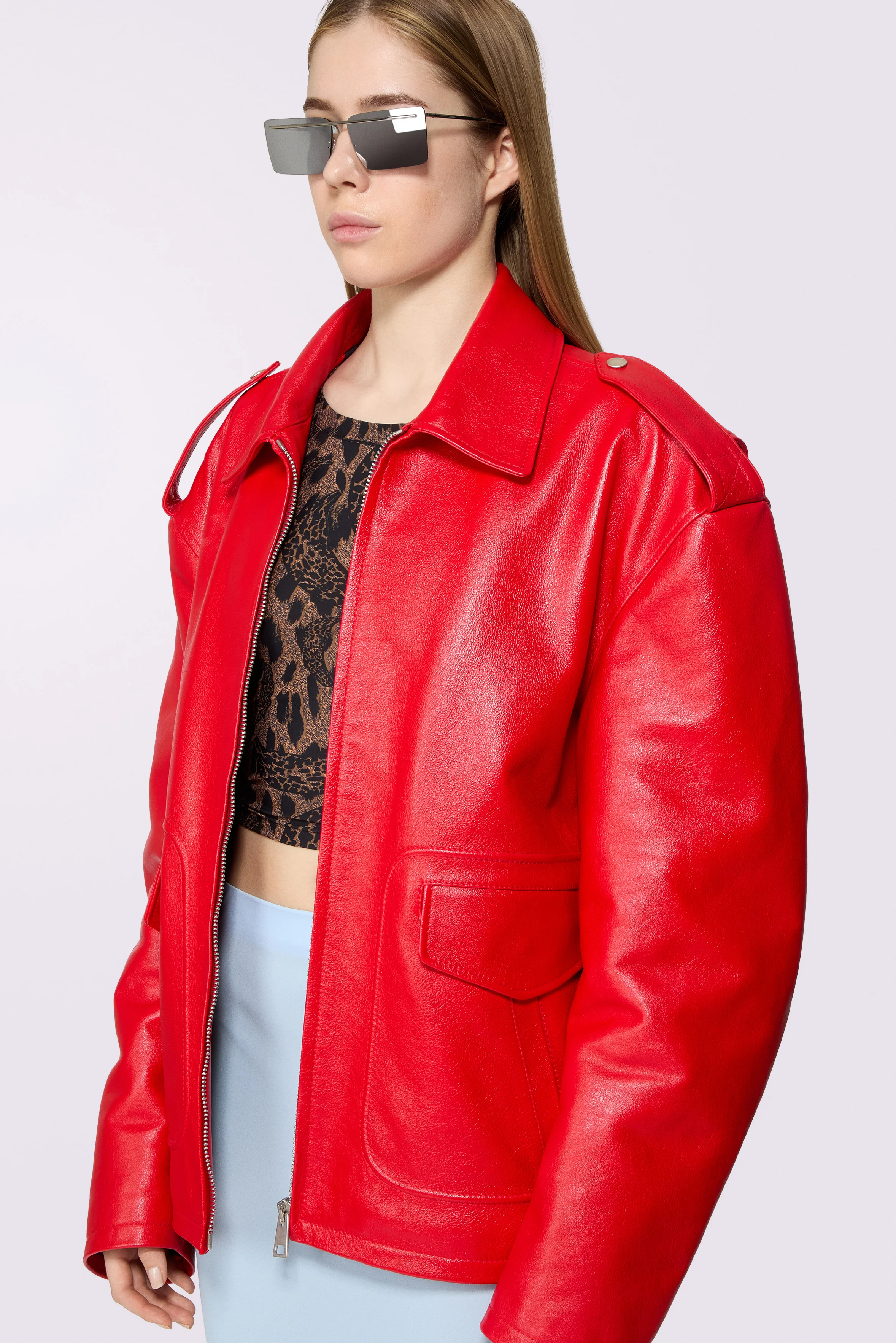Cupid Leather Jacket Red - Image 4