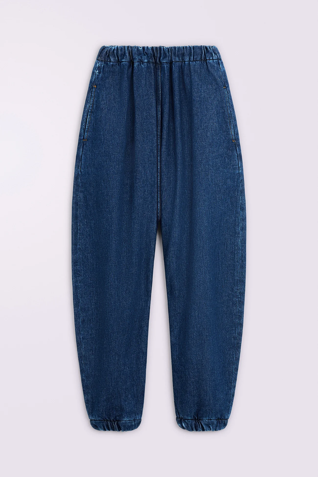 Embroidered Balloon Jeans Deep Blue