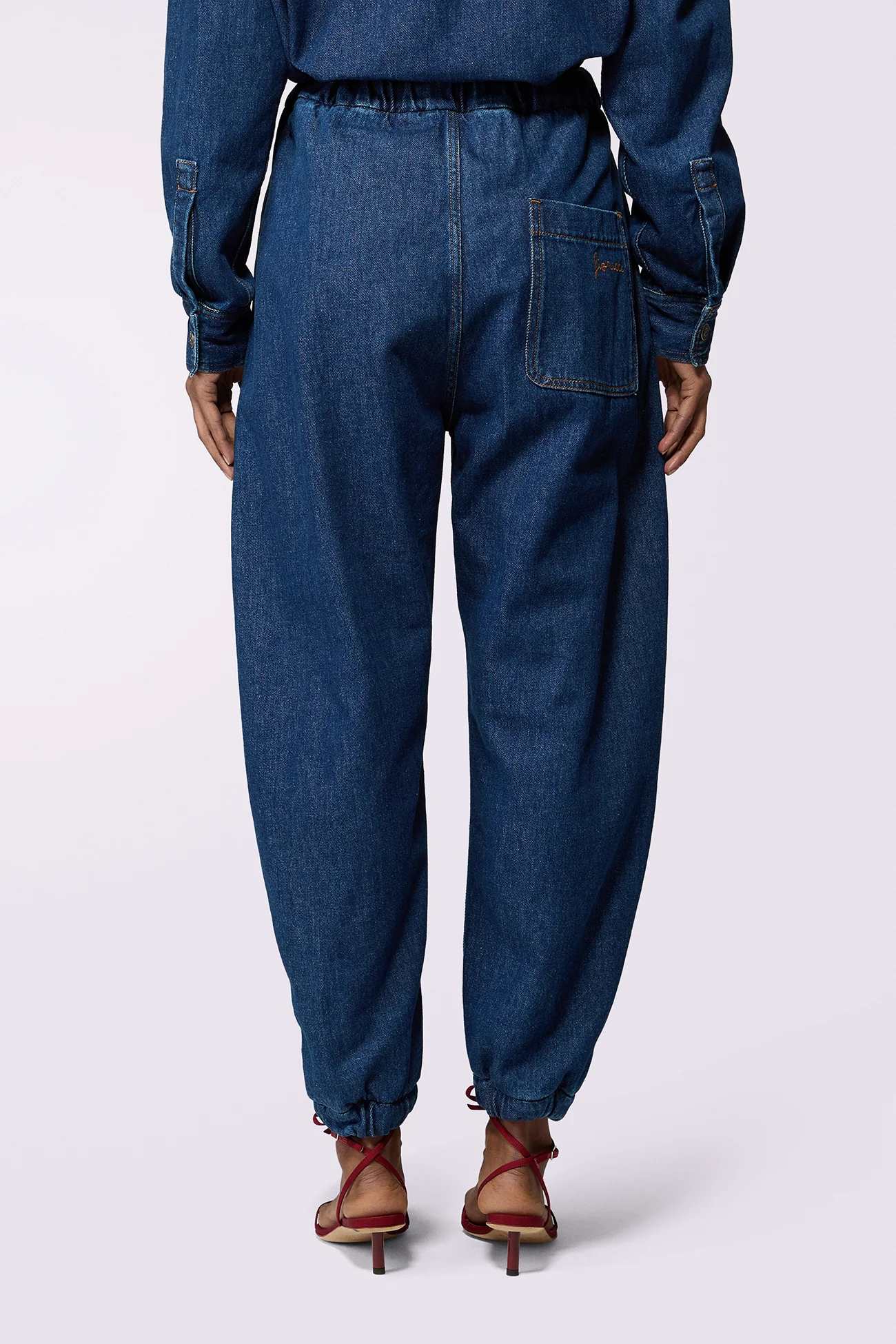 Embroidered Balloon Jeans Deep Blue - Image 3