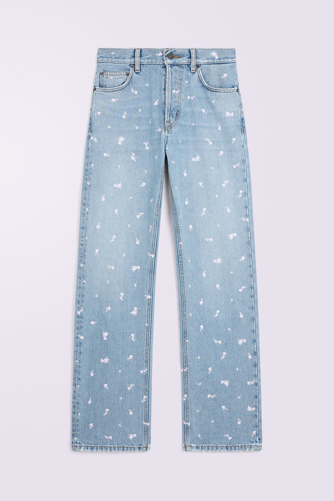 Floral Straight Fit Jeans Light Blue