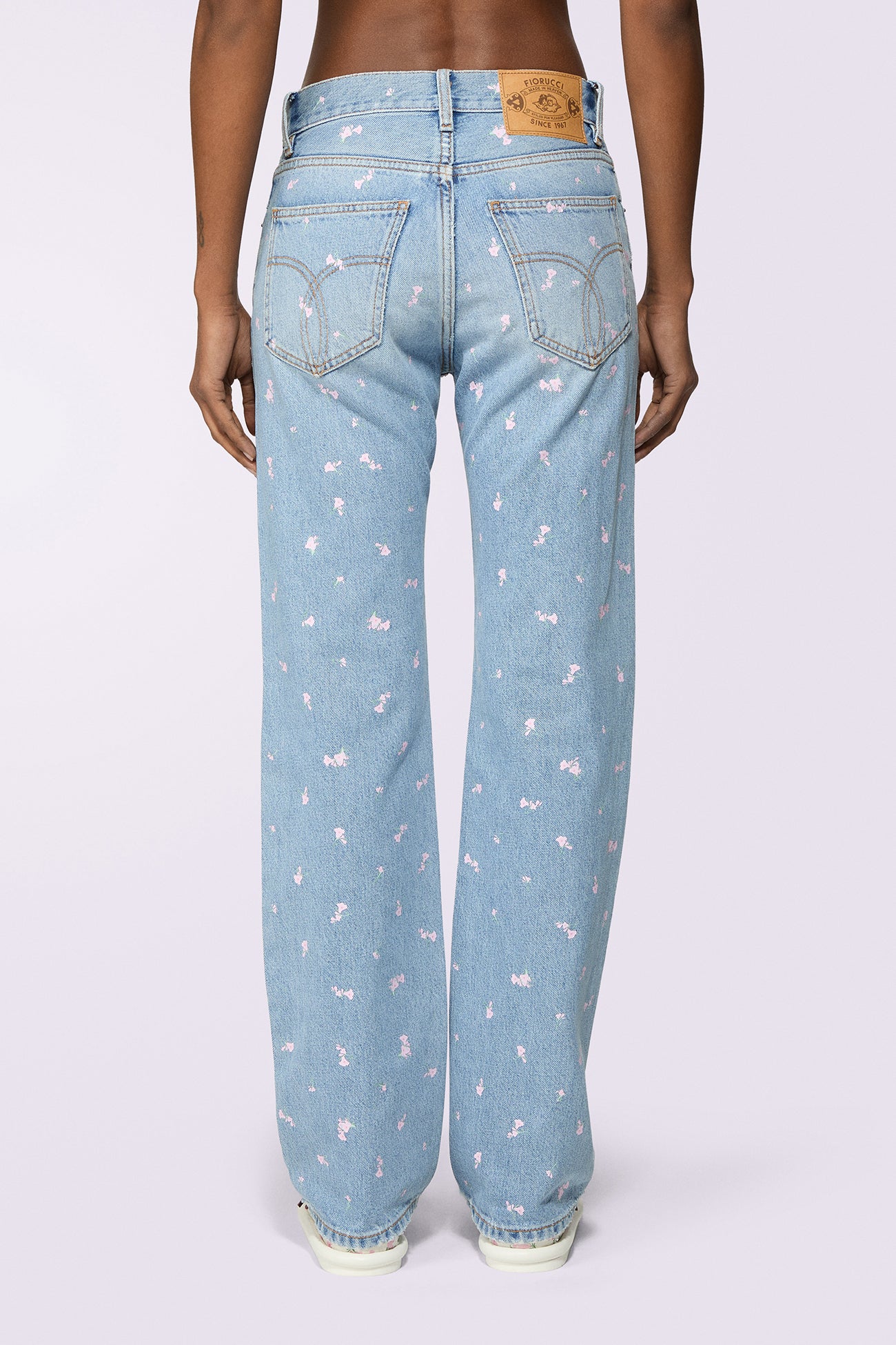 Floral Straight Fit Jeans Light Blue - Image 3