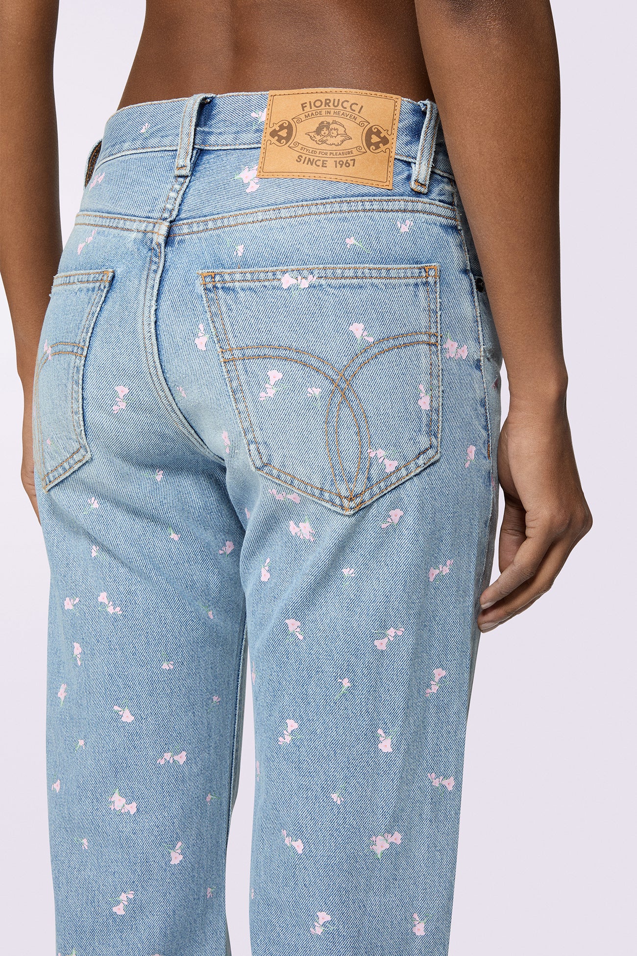 Floral Straight Fit Jeans Light Blue - Image 4