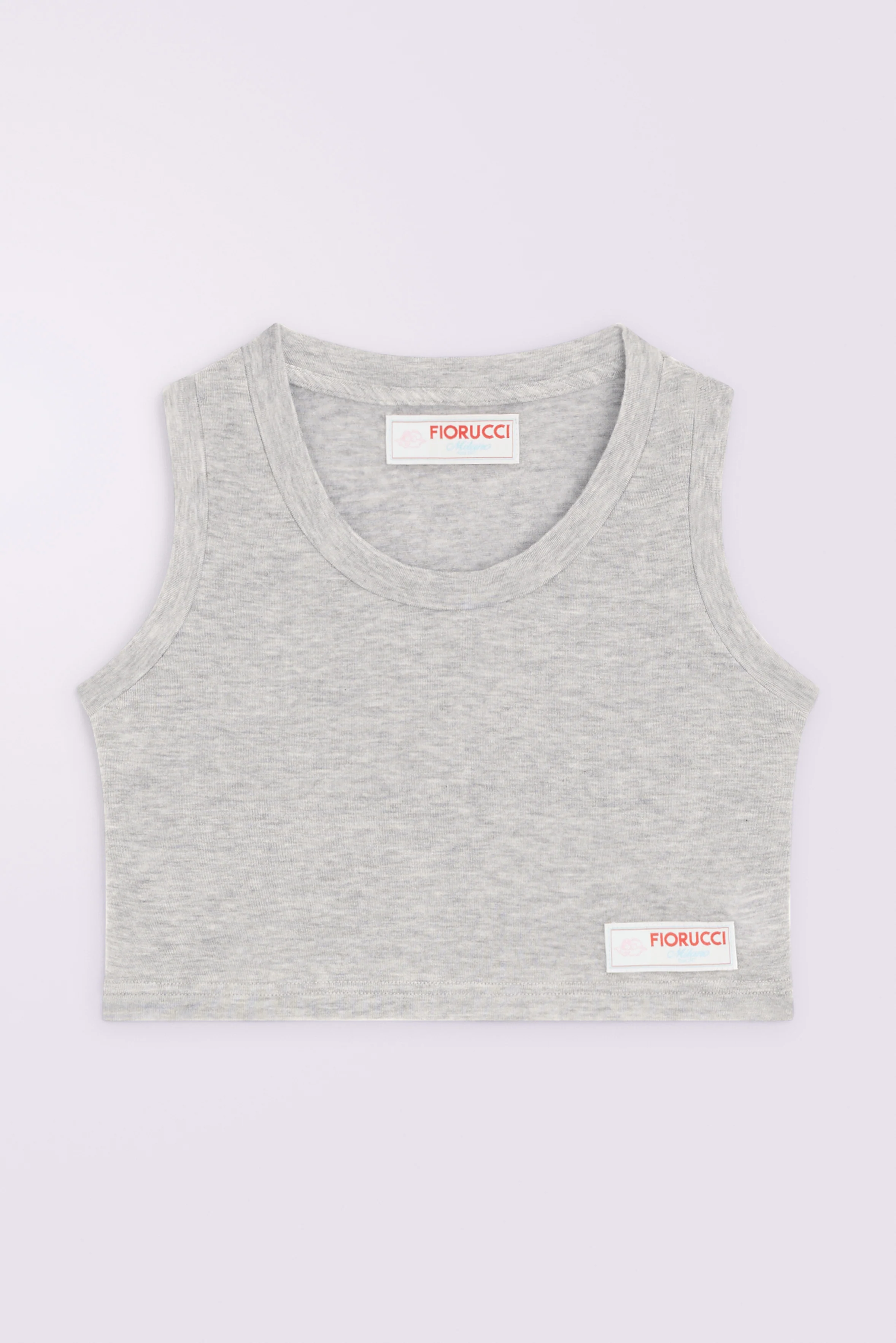 Label Jersey Crop Top Grey