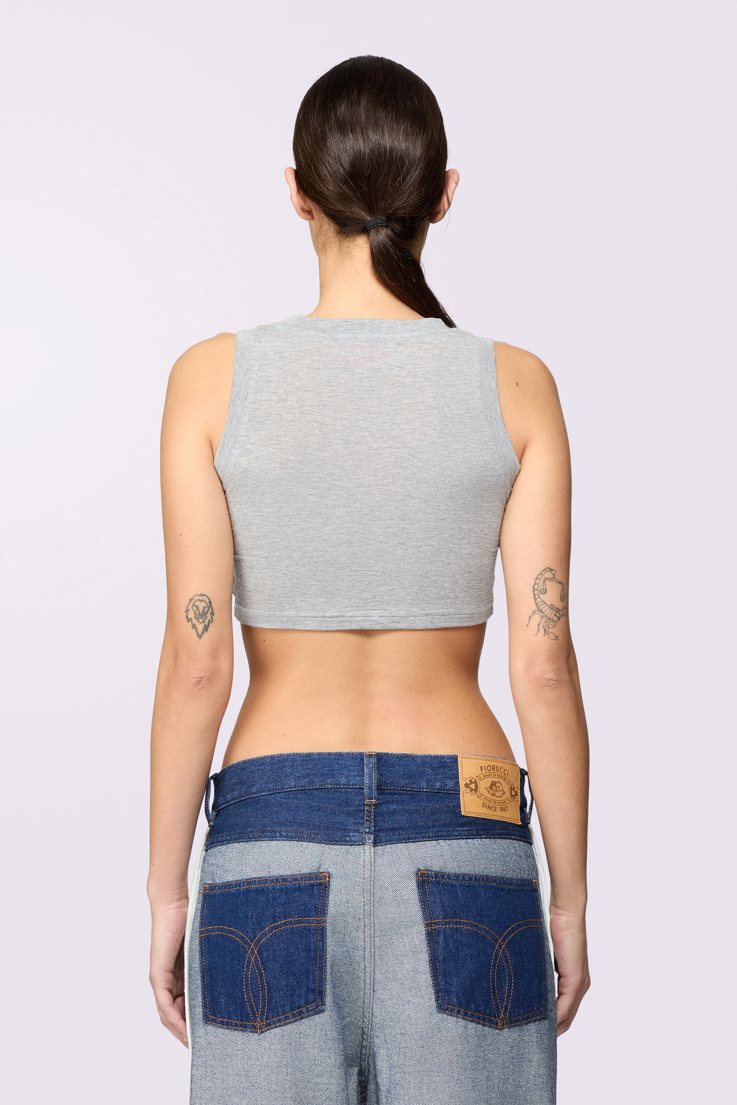 Label Jersey Crop Top Grey - Image 3