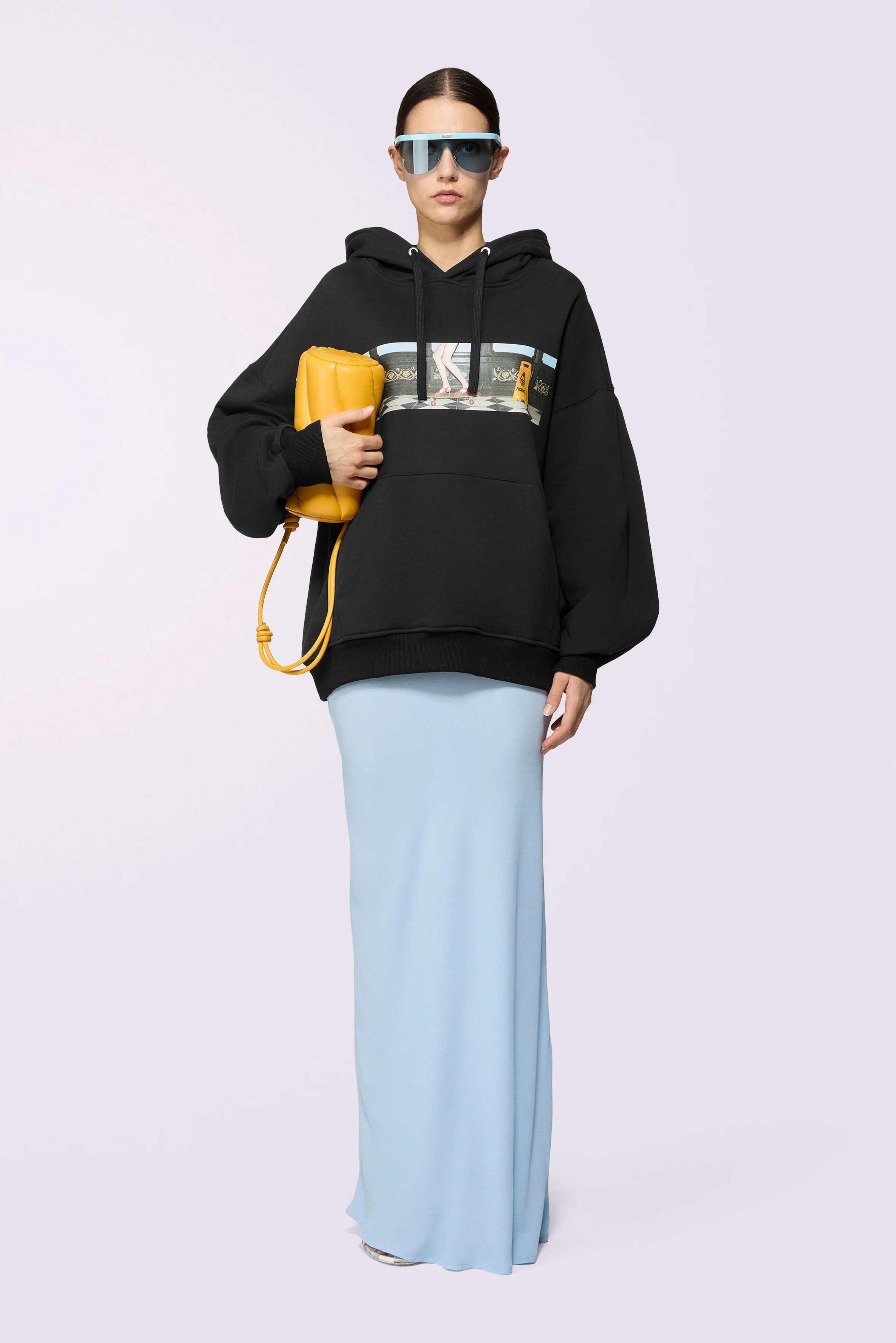 Skateboard Print Relaxed Hoodie Black - Image 2