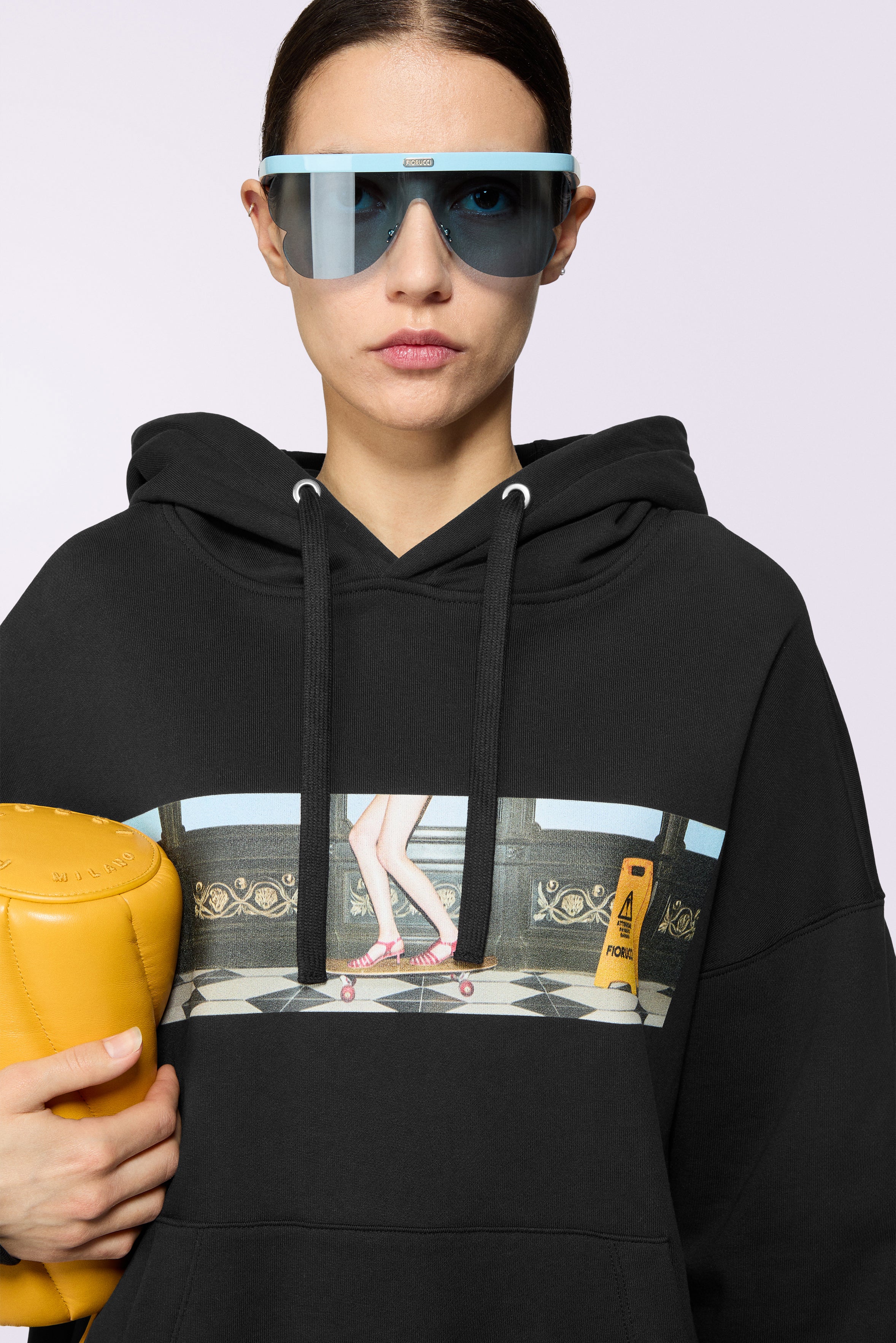 Skateboard Print Relaxed Hoodie Black - Image 4