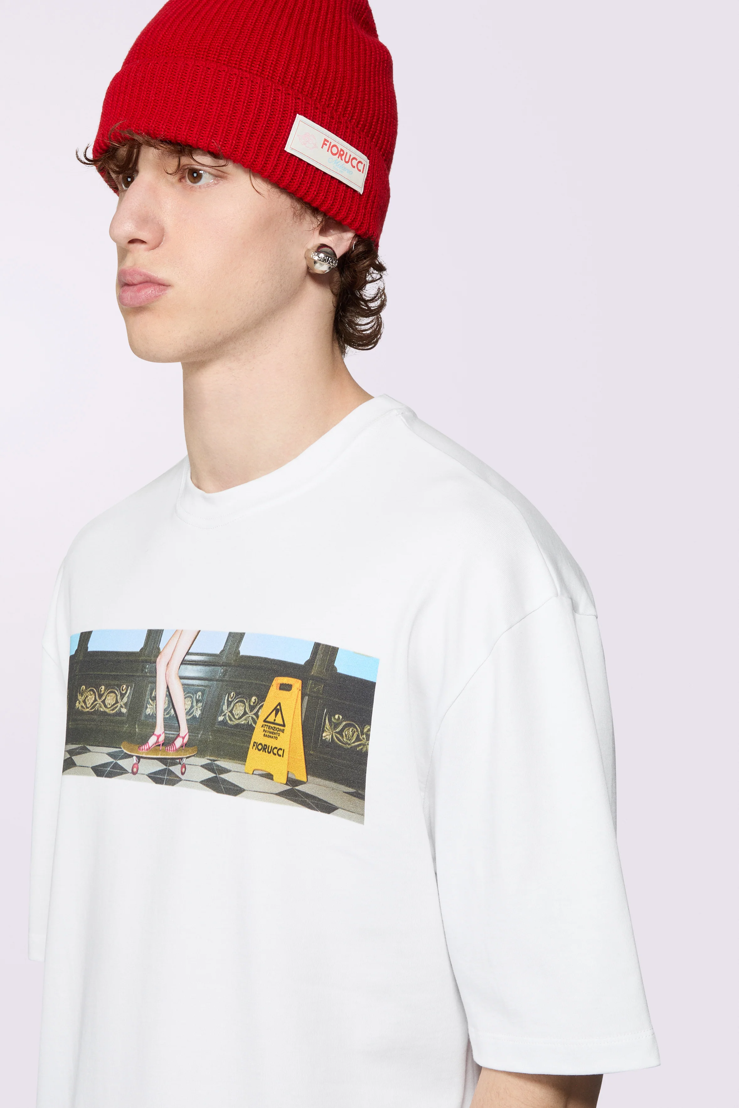 Skateboard Print Relaxed T-Shirt White - Image 4
