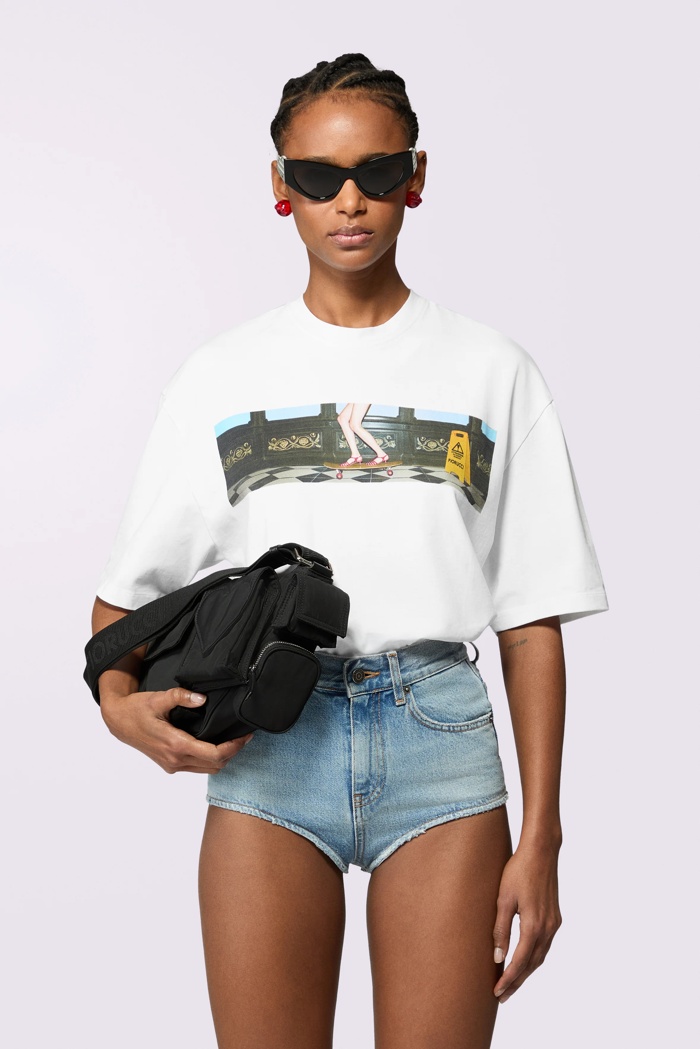 Skateboard Print Relaxed T-Shirt White - Image 2