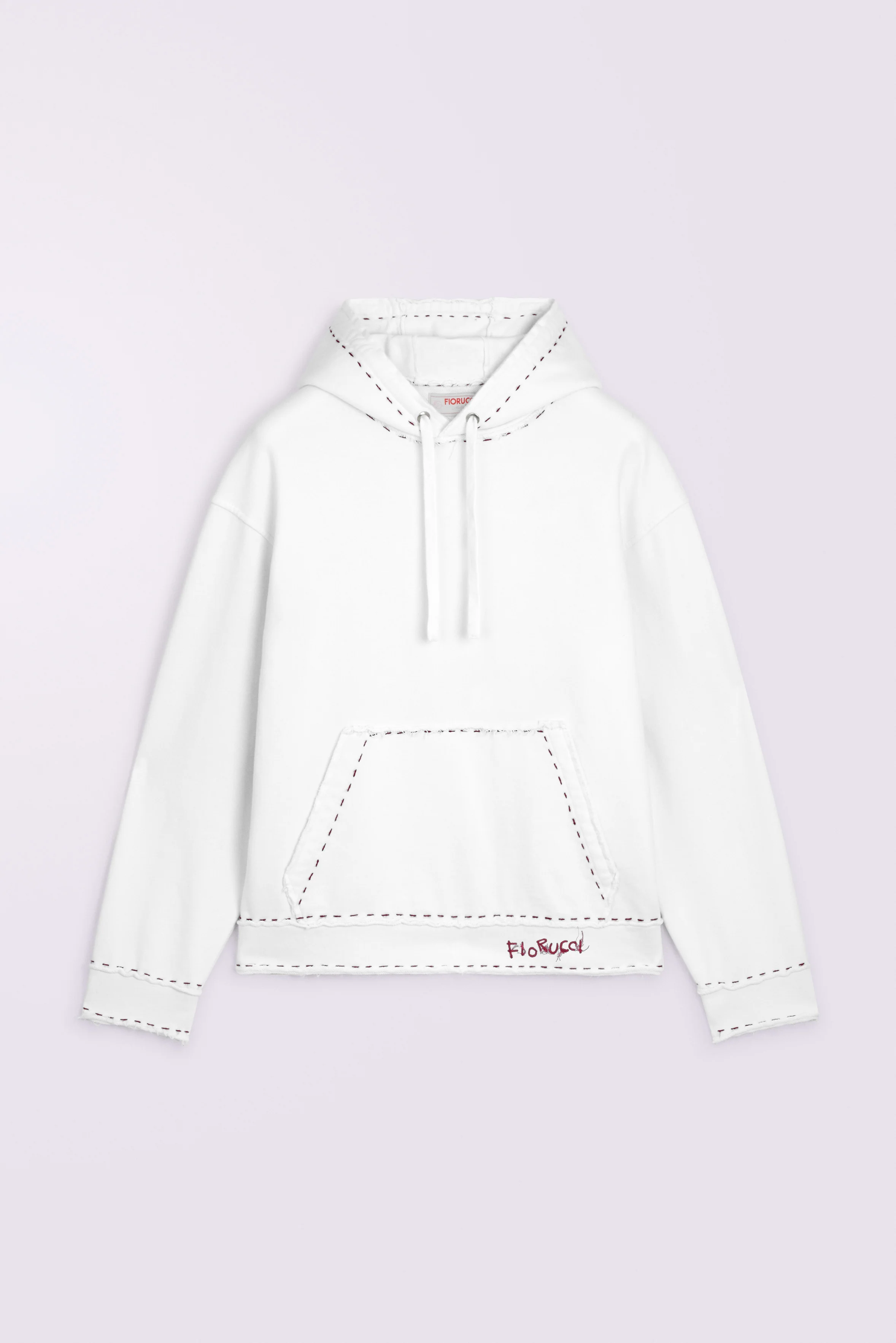 Stitch Logo Relaxed Hoodie White