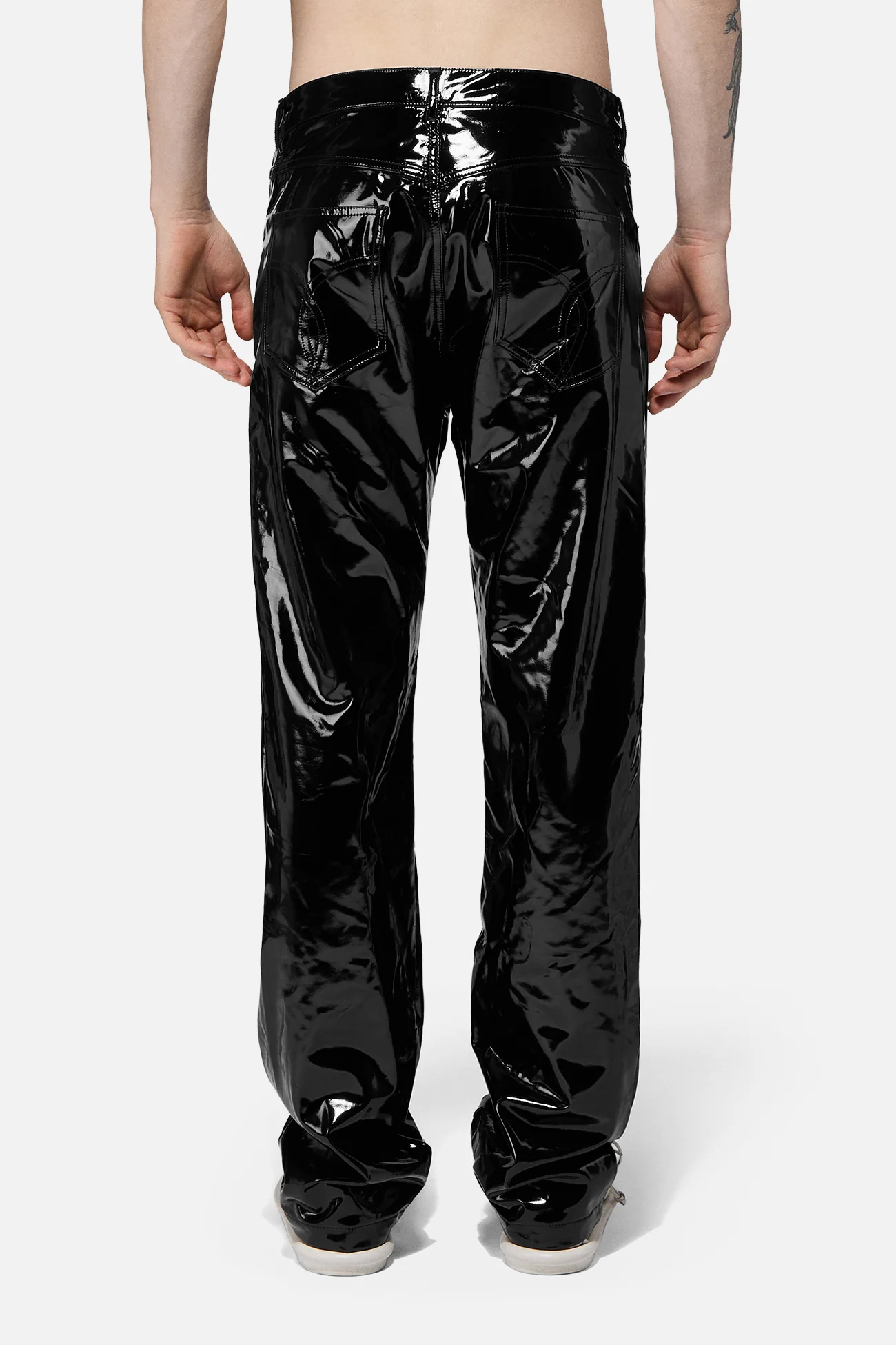 Straight Fit Vinyl Trousers Black - Image 3
