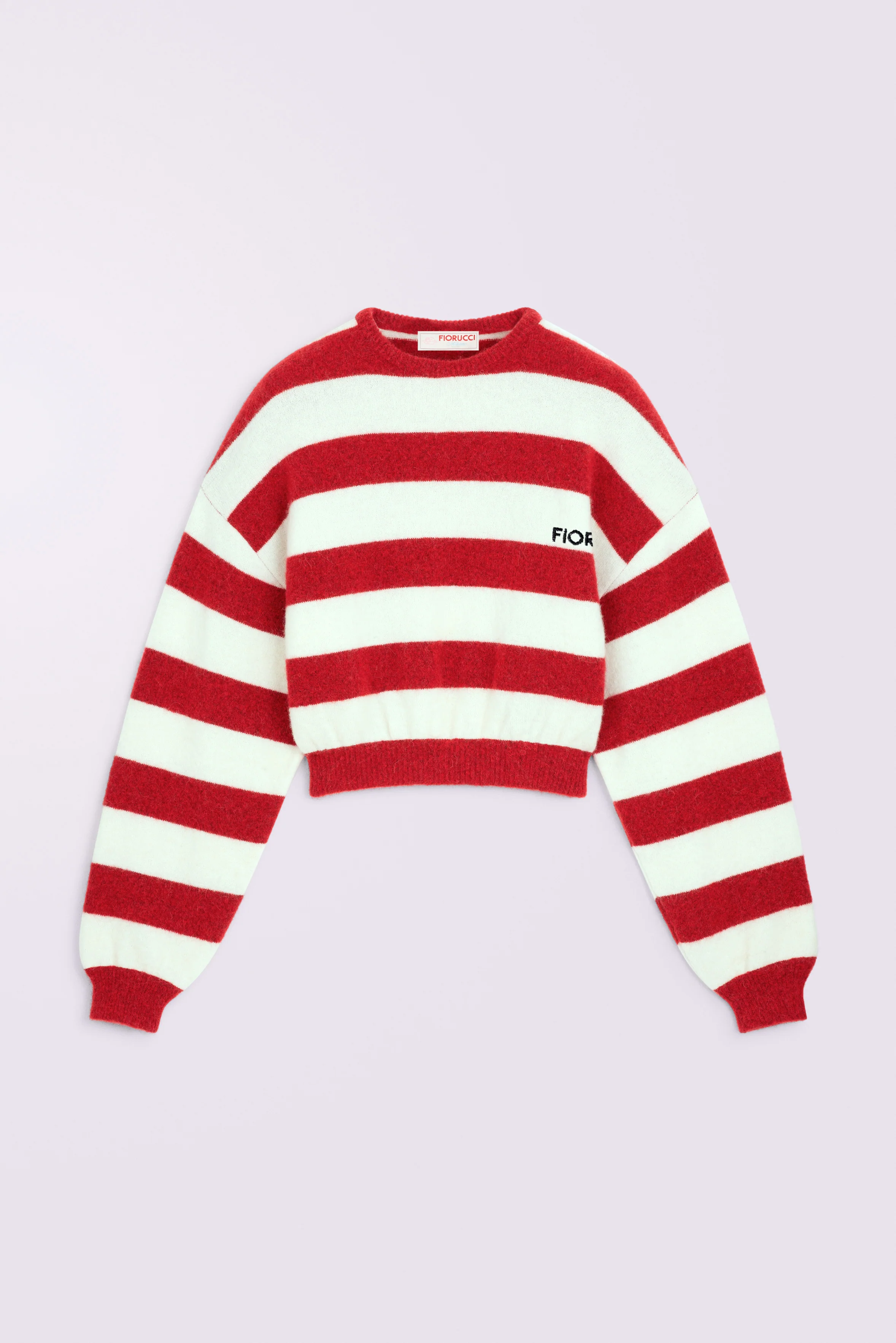 Stripe Crop Knit Jumper Red