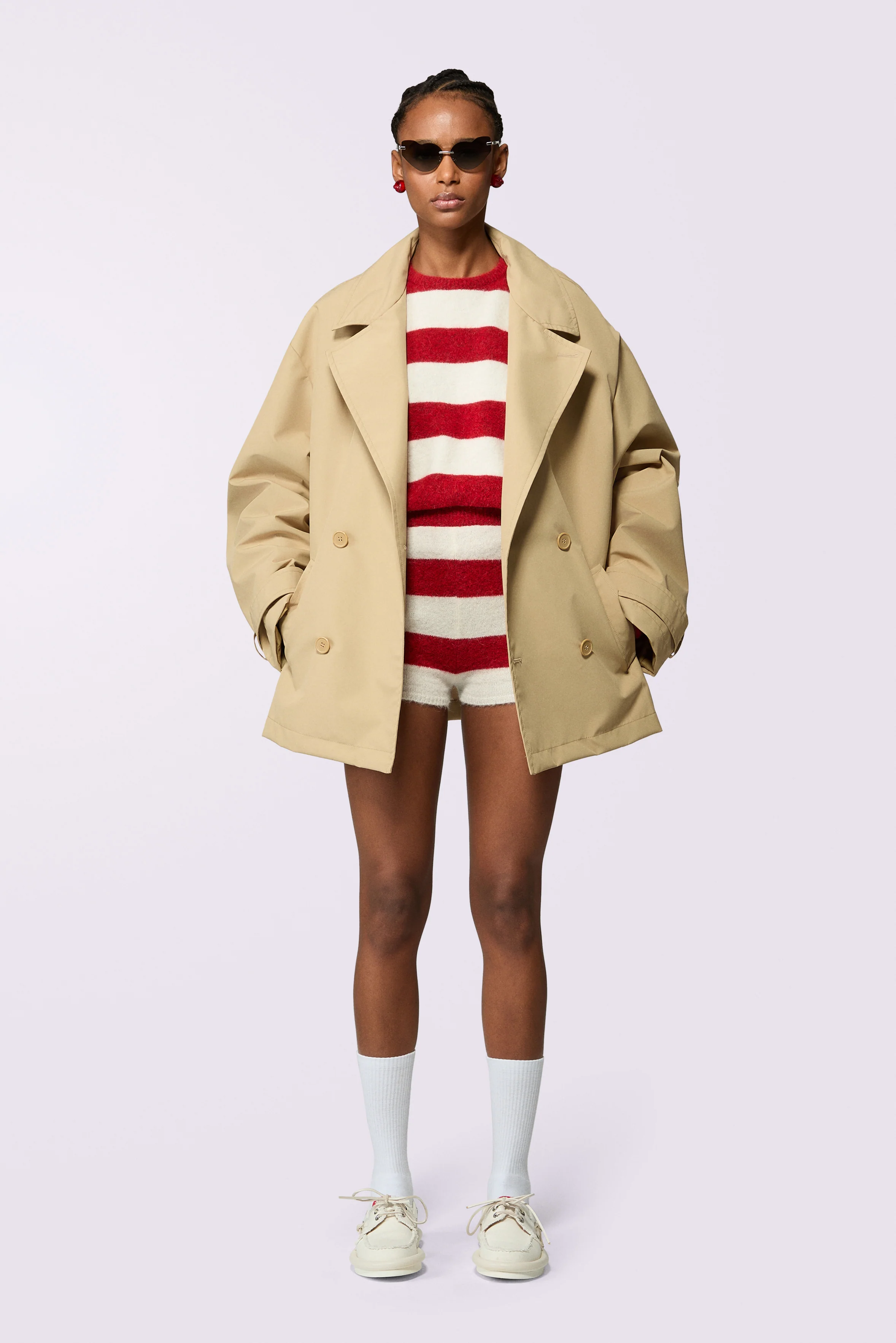 Stripe Crop Knit Jumper Red - Image 2