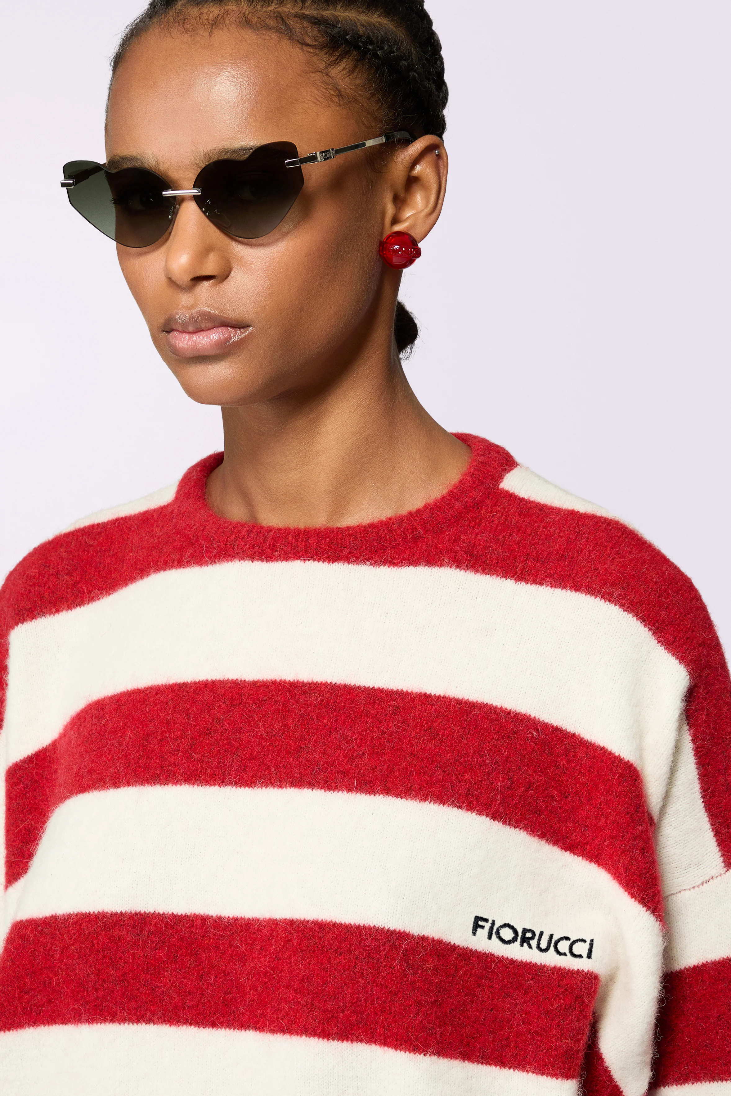 Stripe Crop Knit Jumper Red - Image 4
