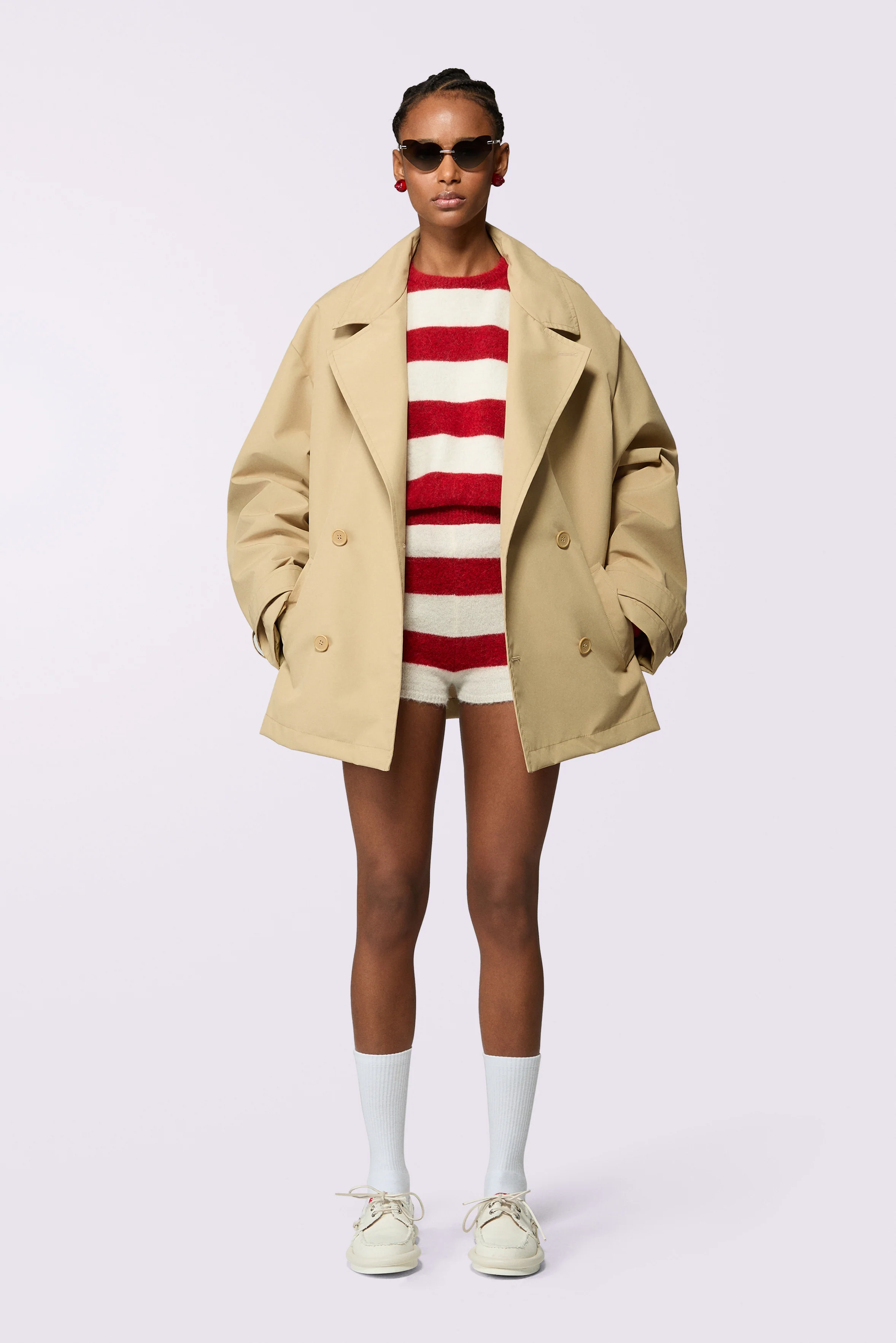 Stripe Knit Hot Pants Red - Image 2