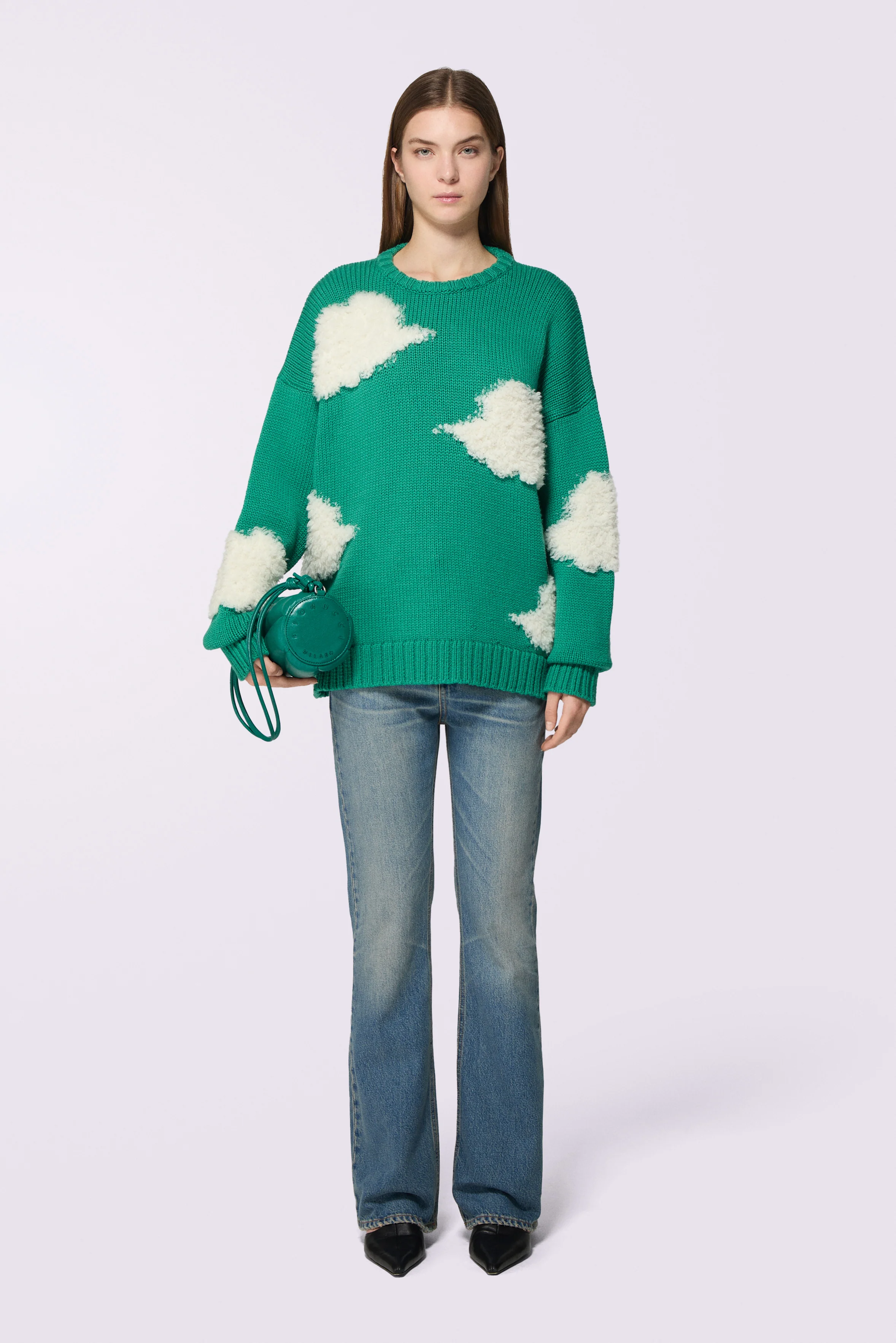 Angels Clouds Knit Jumper Green - Image 2