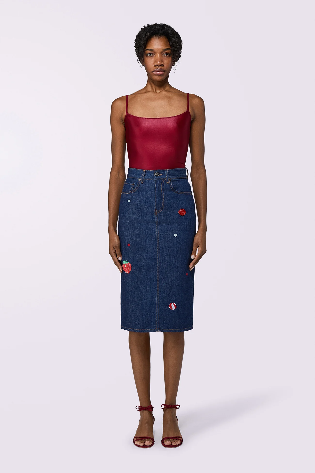 Dinosaur Denim Midi Skirt Rinse Wash - Image 2