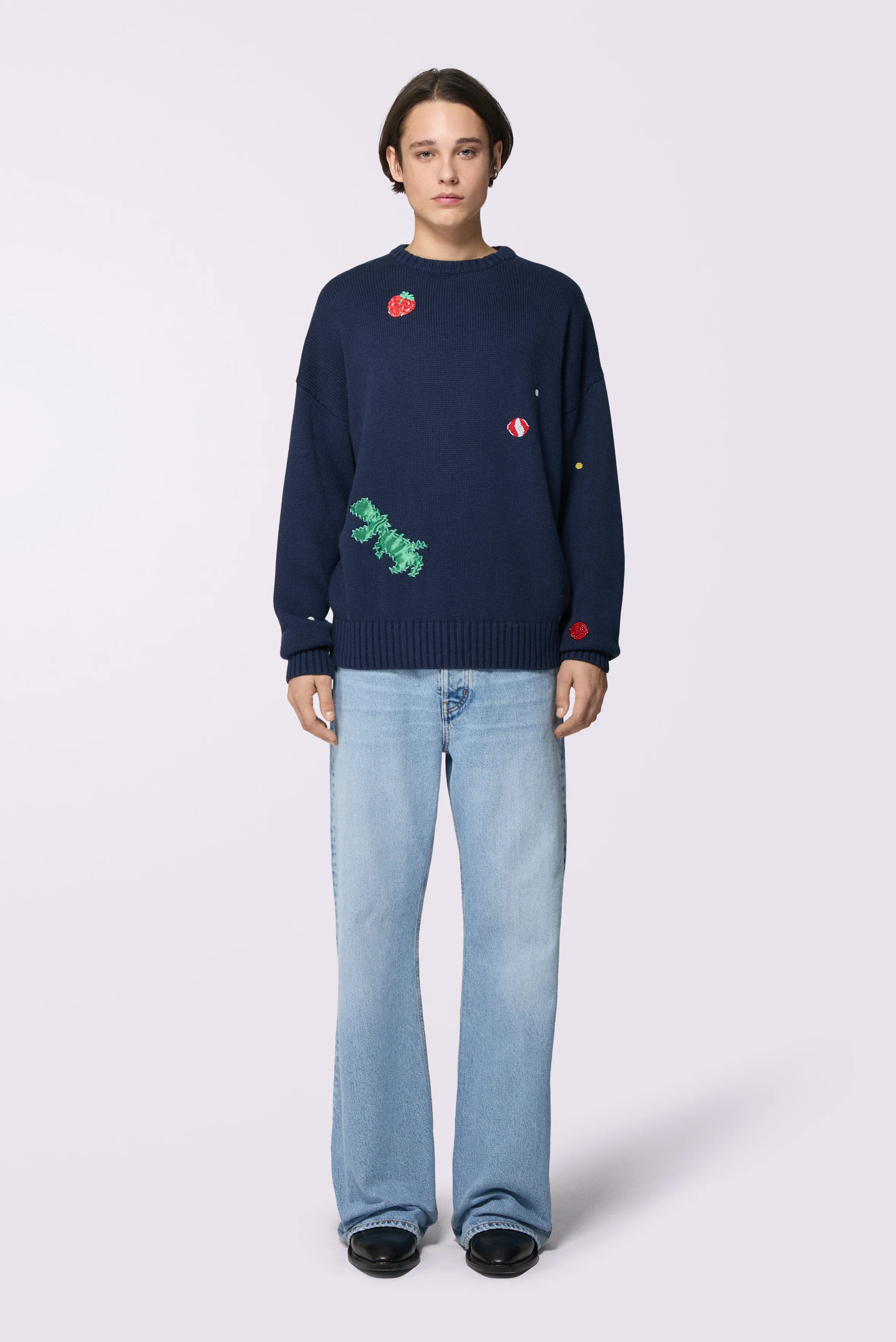 Dinosaur Knit Jumper Navy - Image 2