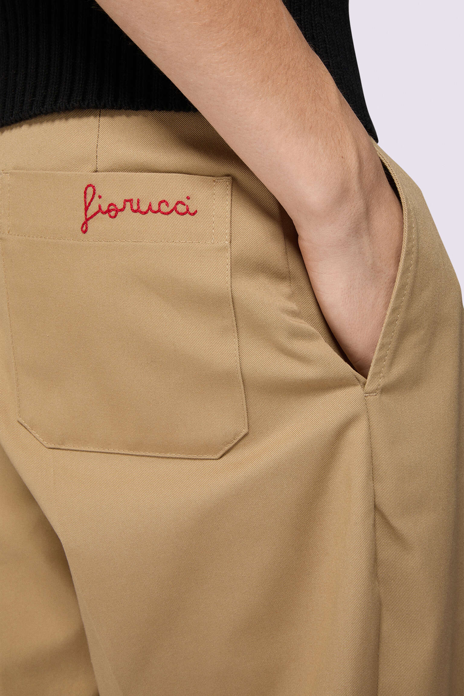 Embroidered Chino Trousers Beige - Image 4