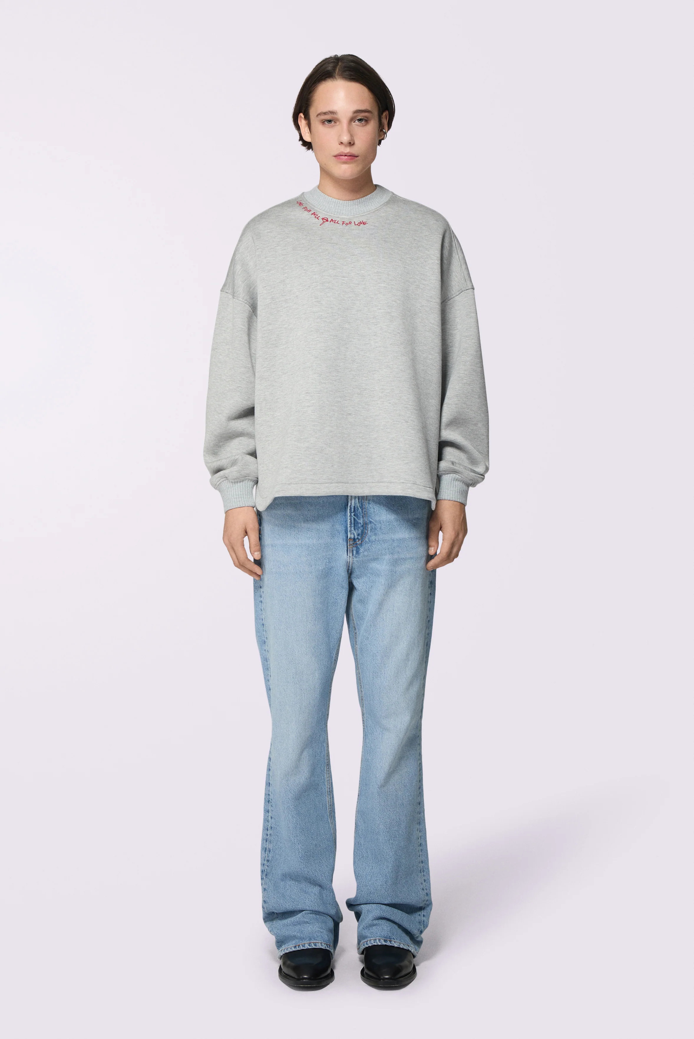 Embroidered Neoprene Sweatshirt Grey - Image 2
