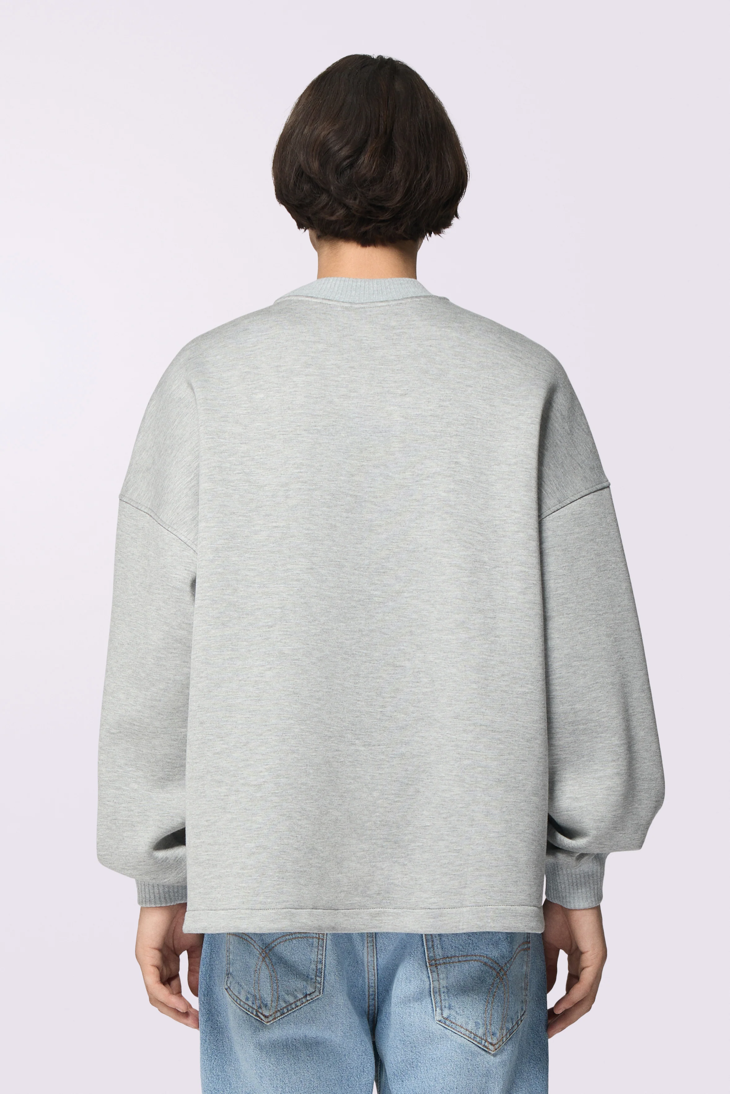 Embroidered Neoprene Sweatshirt Grey - Image 3