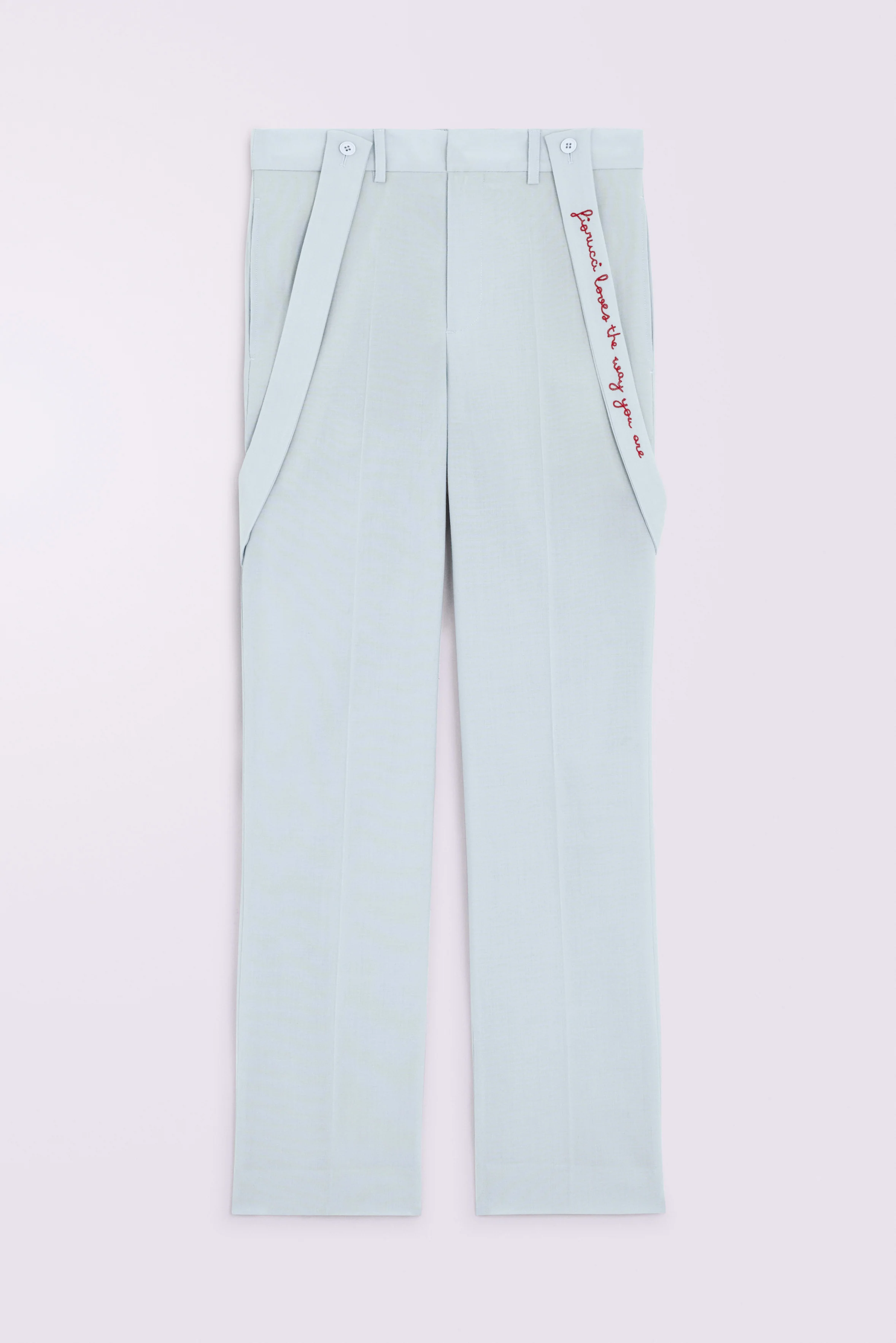 Embroidered Suspender Trousers Blue