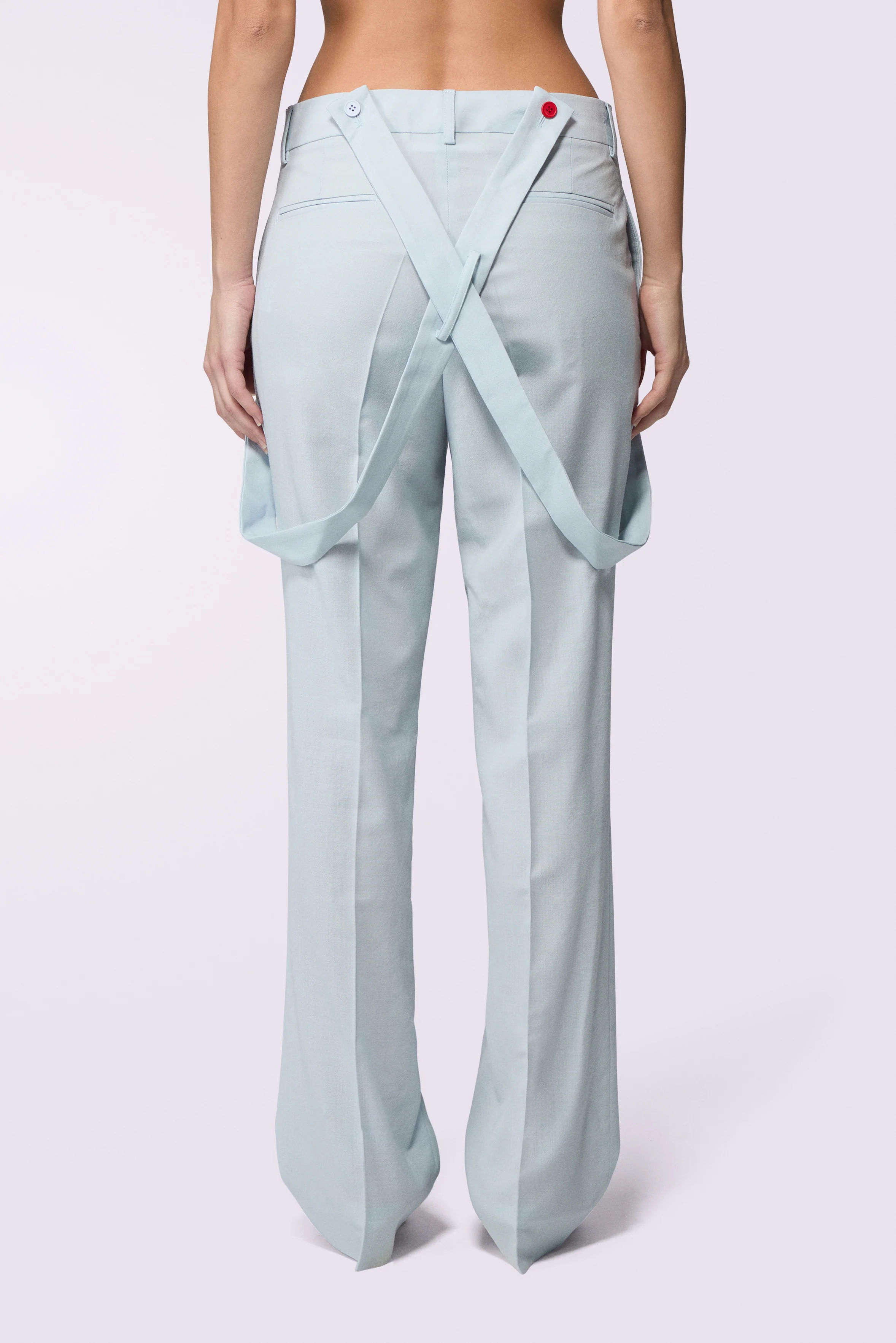 Embroidered Suspender Trousers Blue - Image 3