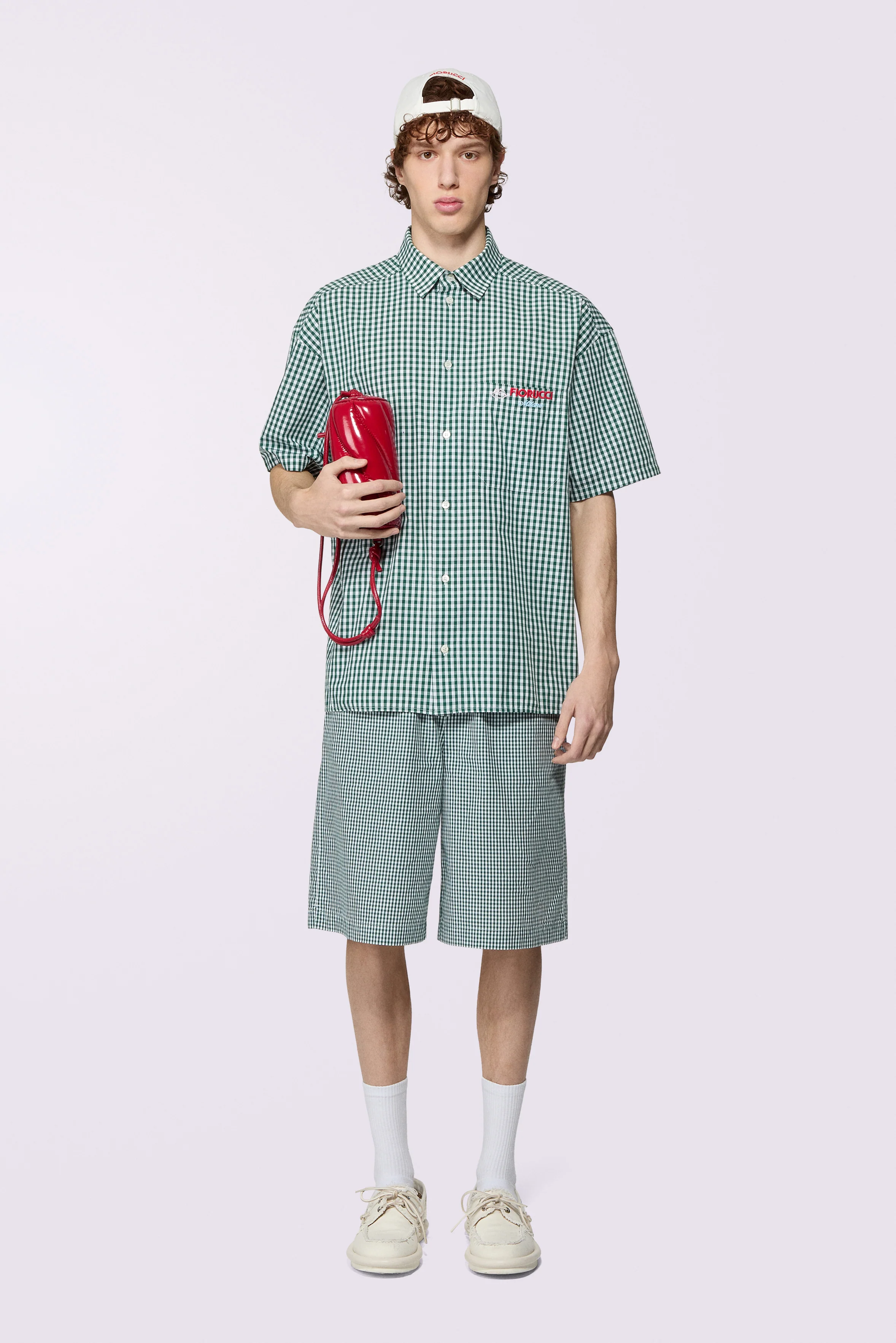 Gingham Logo Shorts Green - Image 2