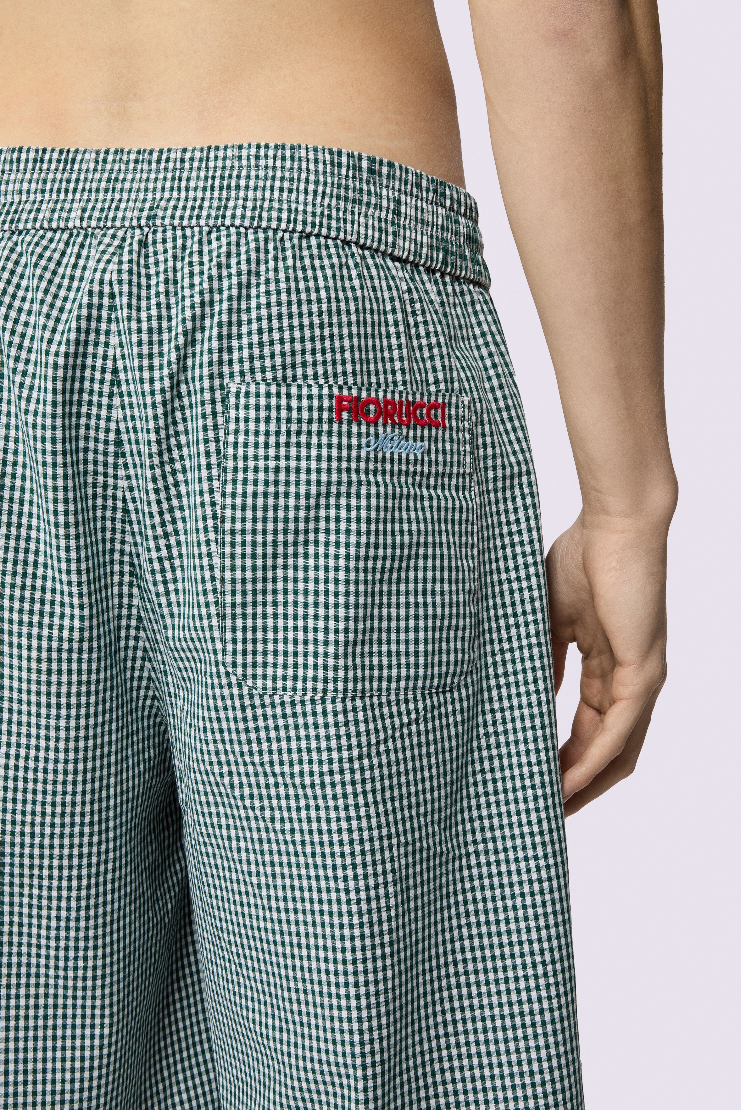 Gingham Logo Shorts Green - Image 4