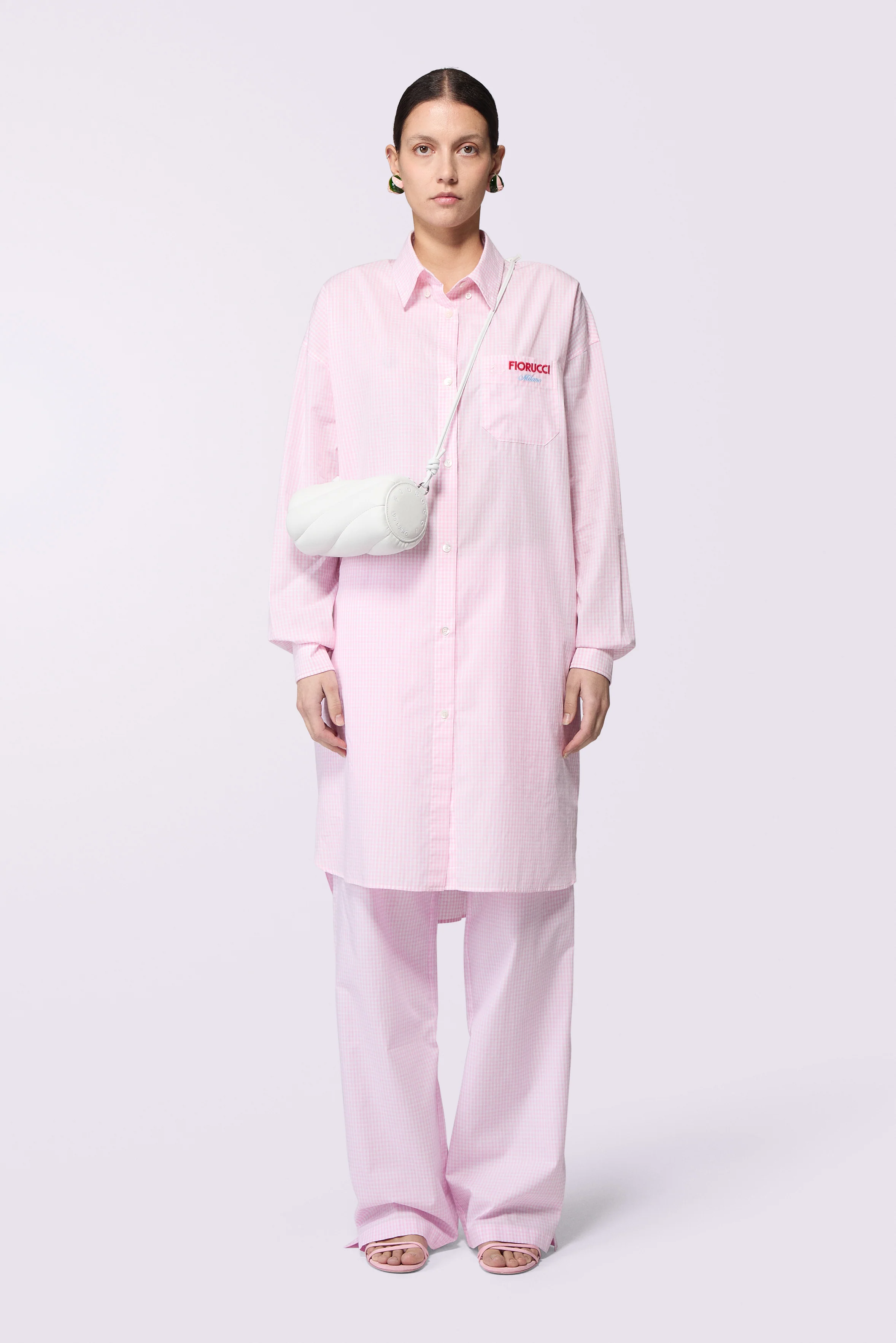 Gingham Logo Trousers Pink - Image 2