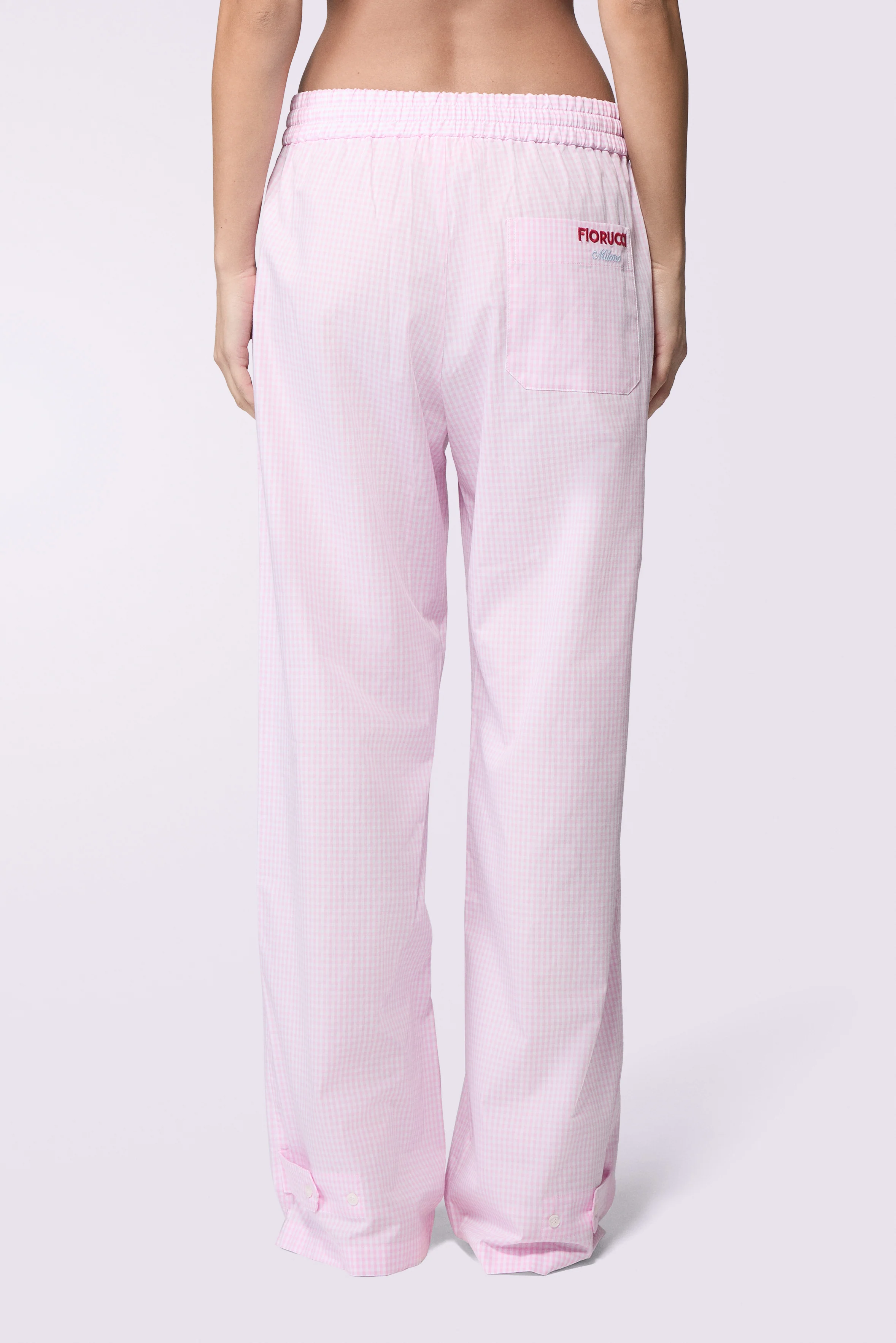 Gingham Logo Trousers Pink - Image 3