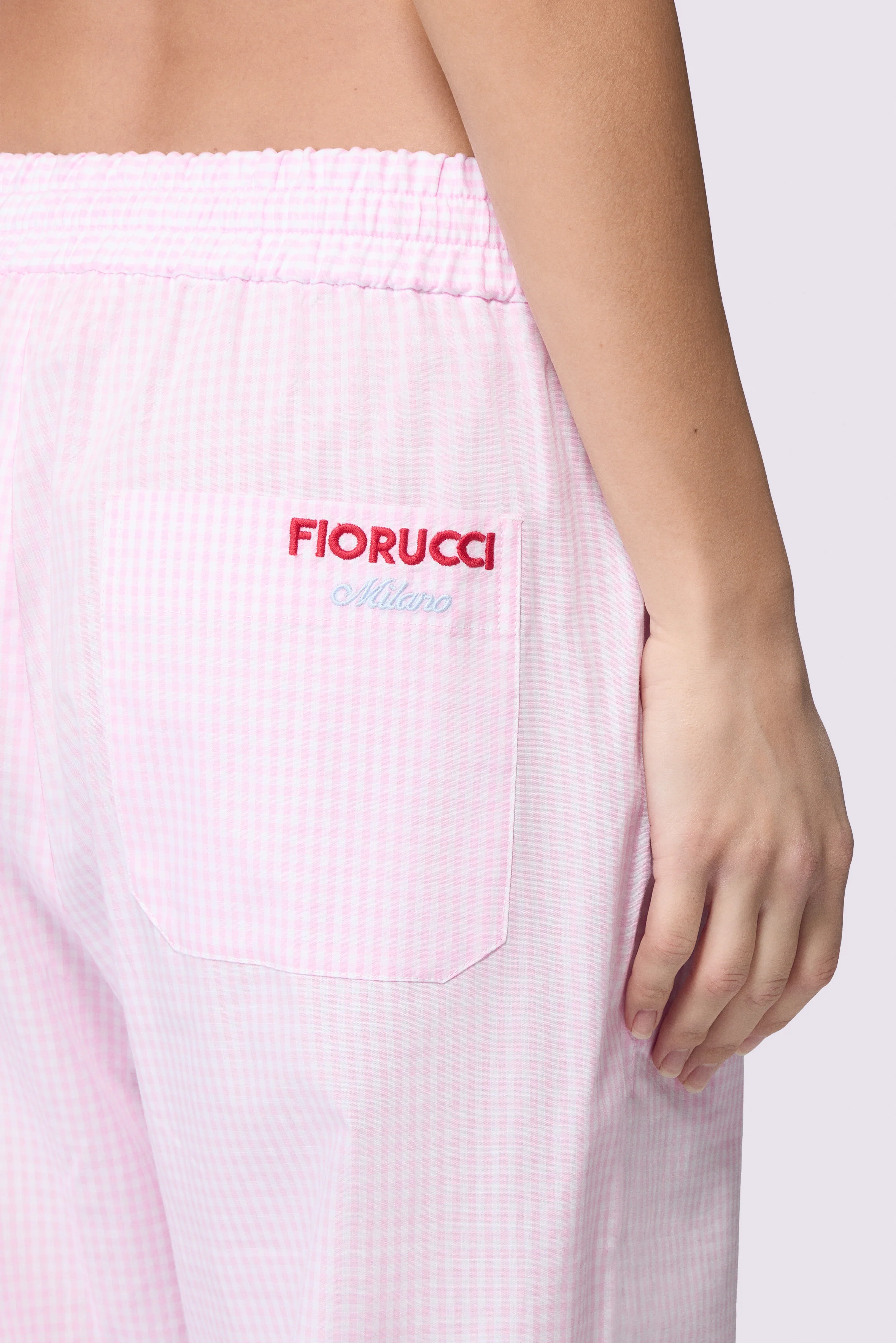 Gingham Logo Trousers Pink - Image 4