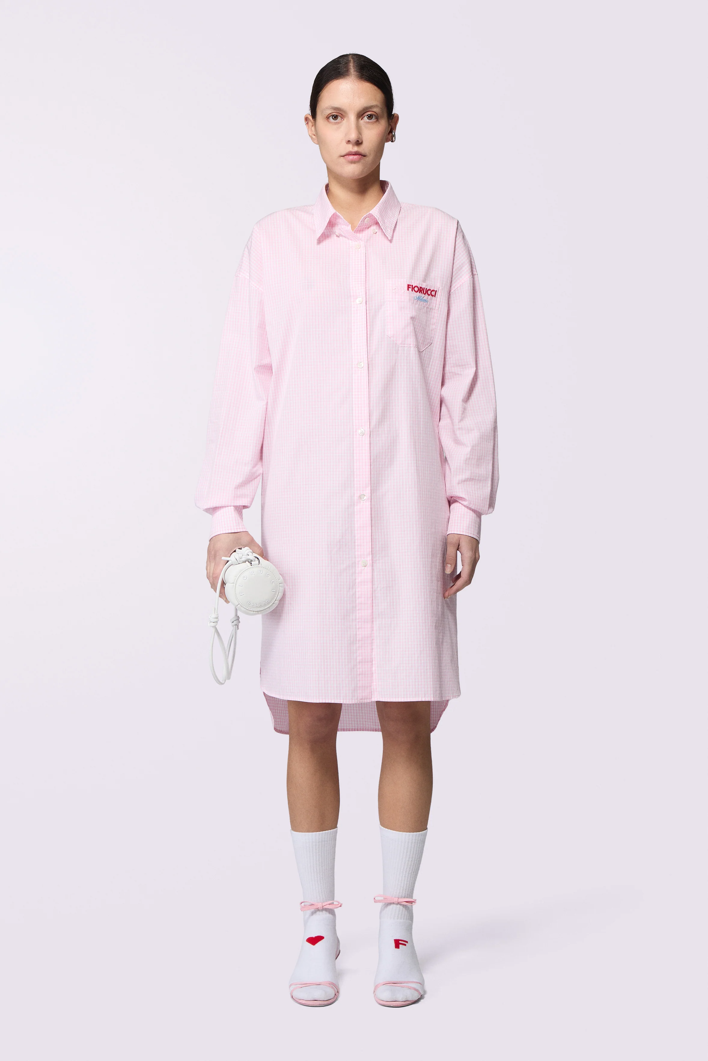 Gingham Midi Shirt Dress Pink - Image 2