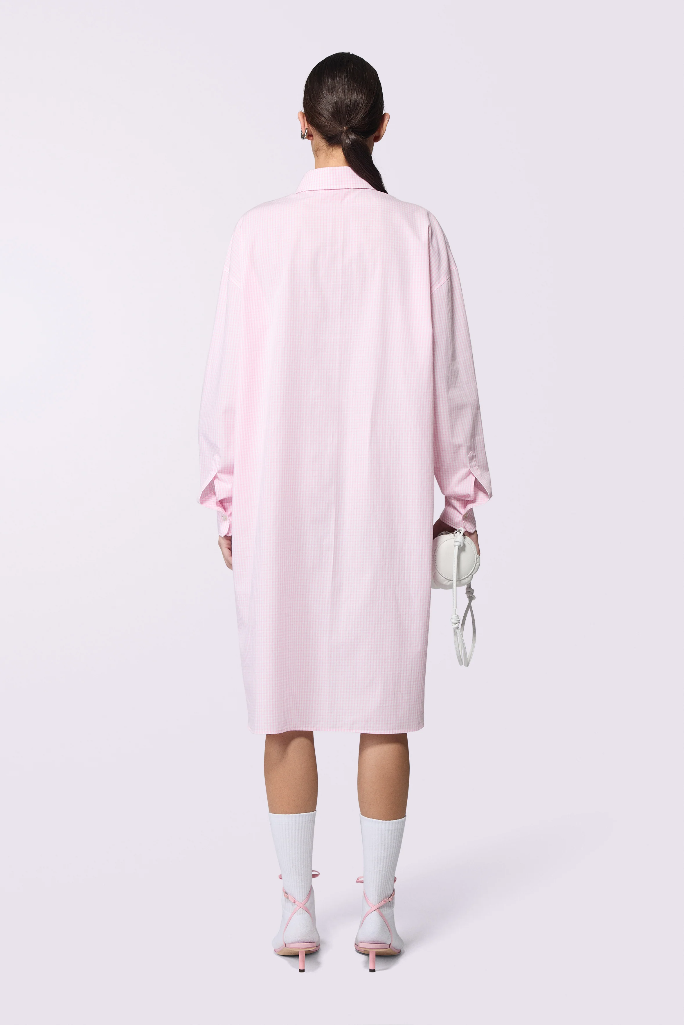 Gingham Midi Shirt Dress Pink - Image 3