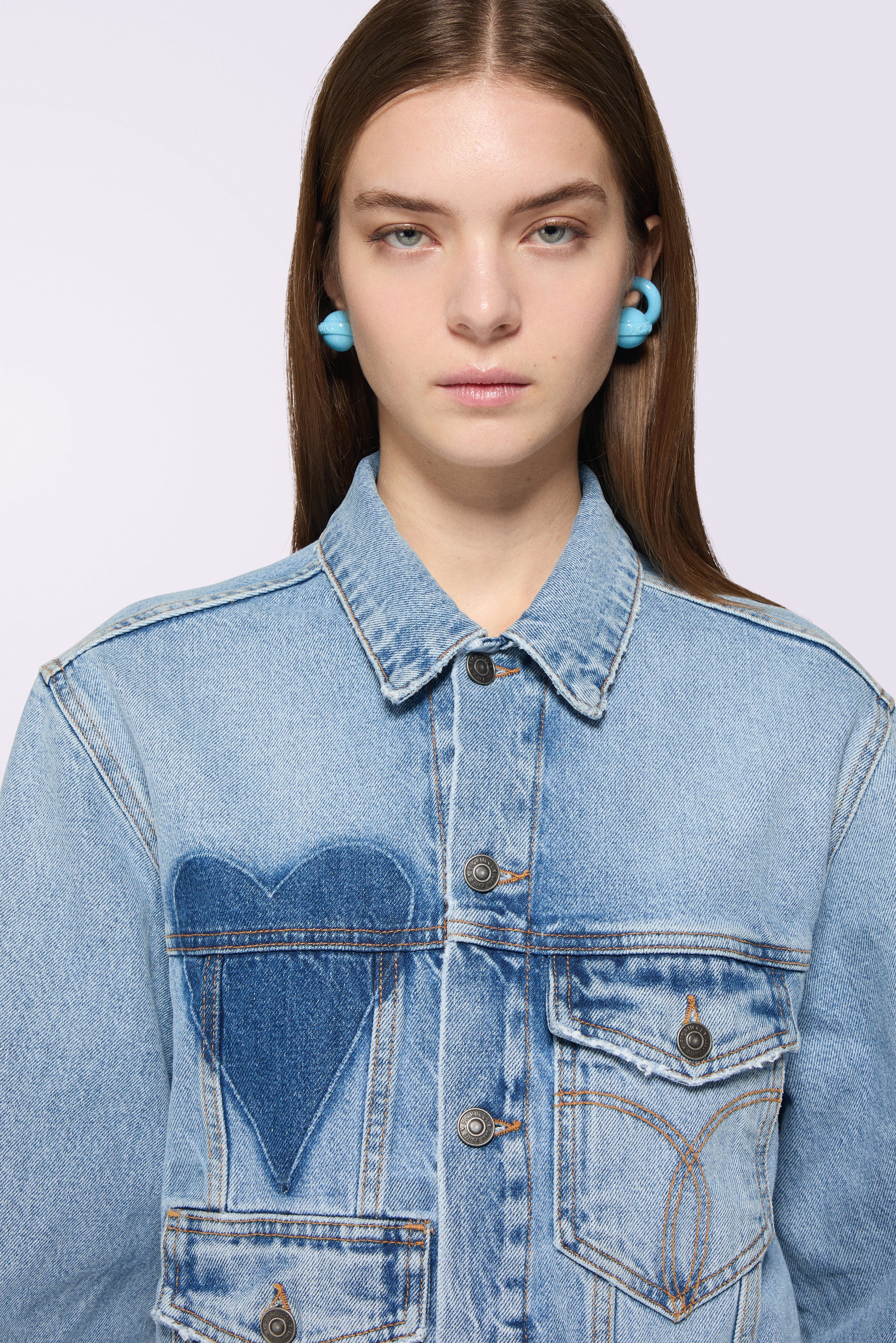 Heart Pocket Denim Jacket Light Blue - Image 4