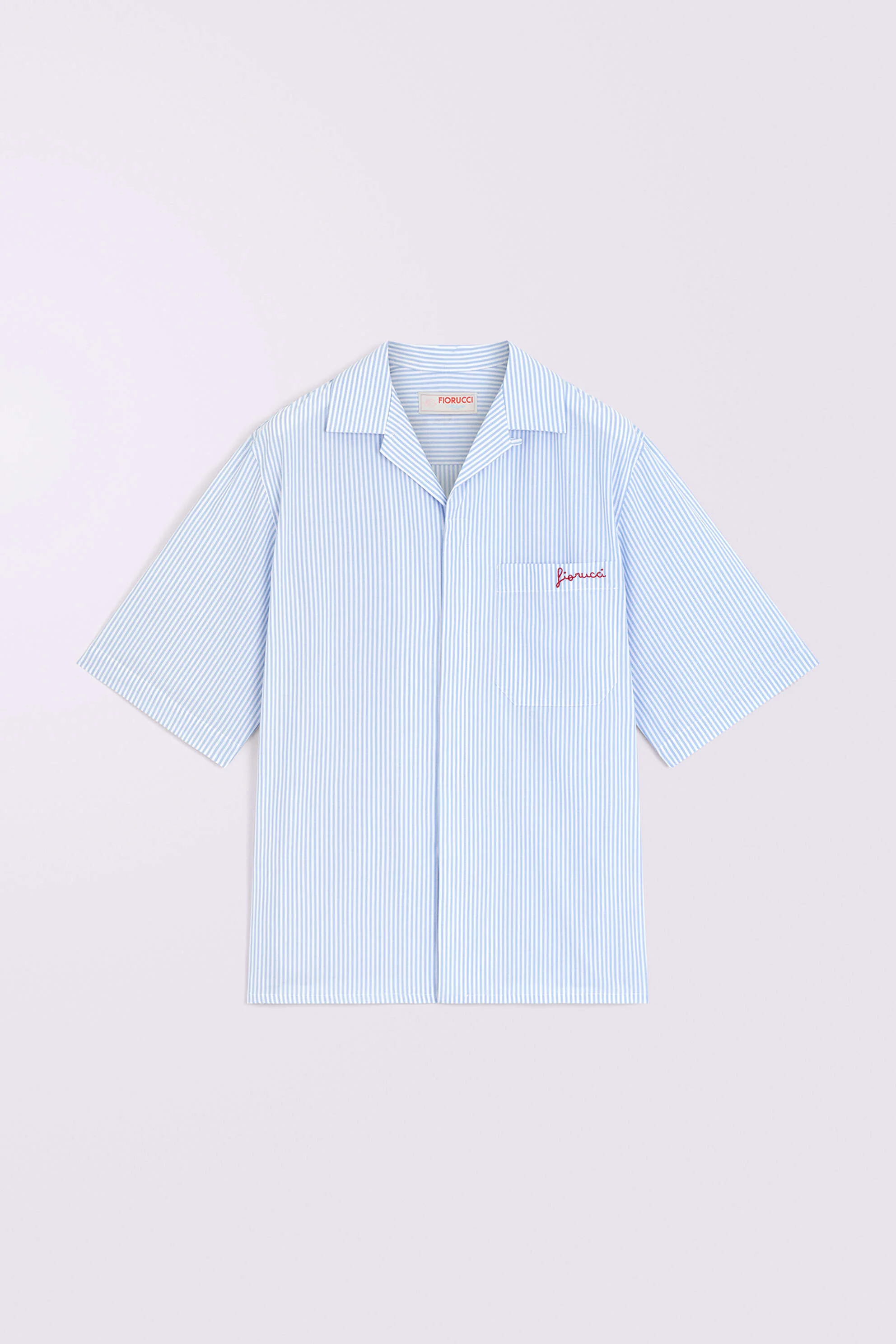 Logo Stripe Bowling Shirt Blue