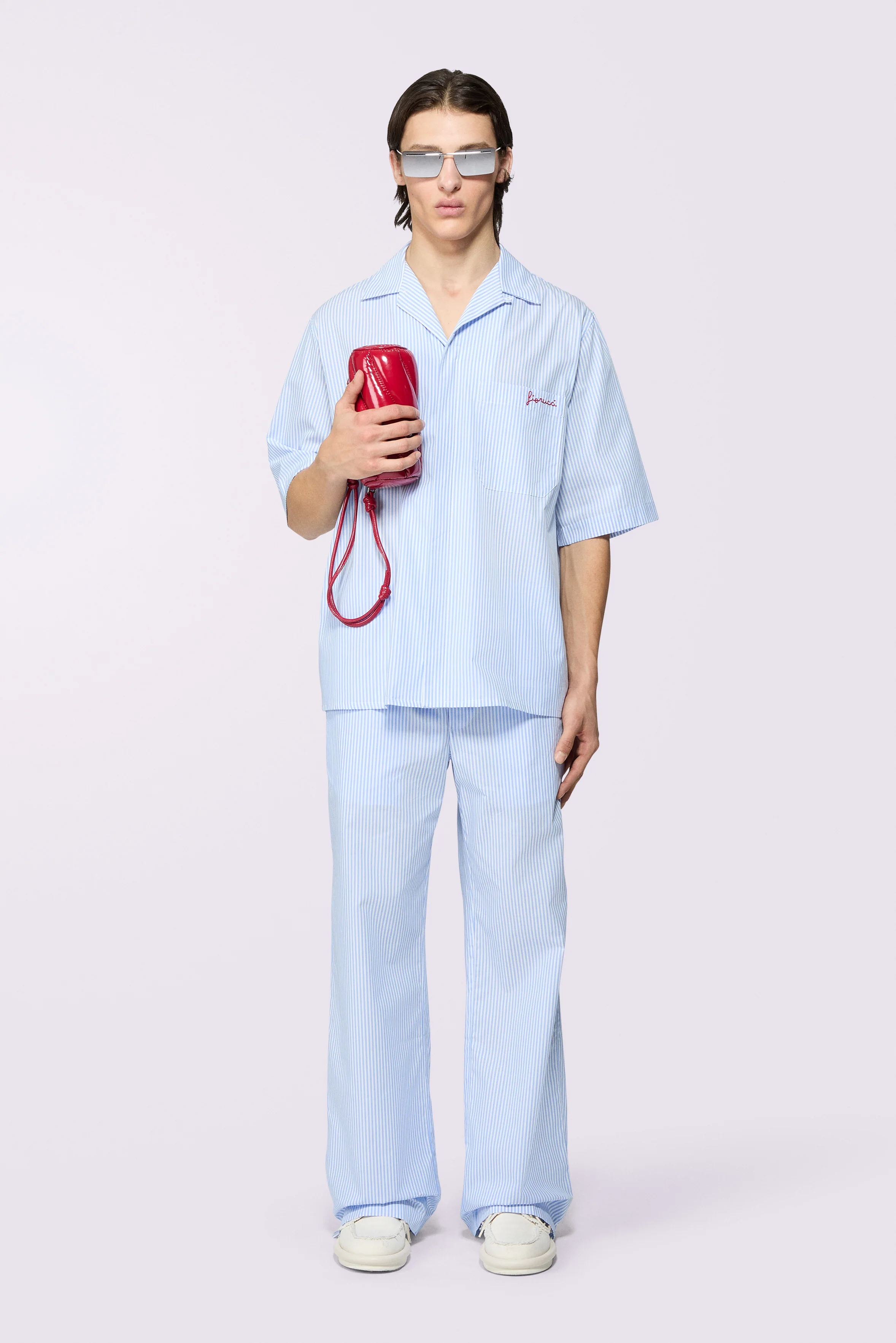 Logo Stripe Bowling Shirt Blue - Image 2